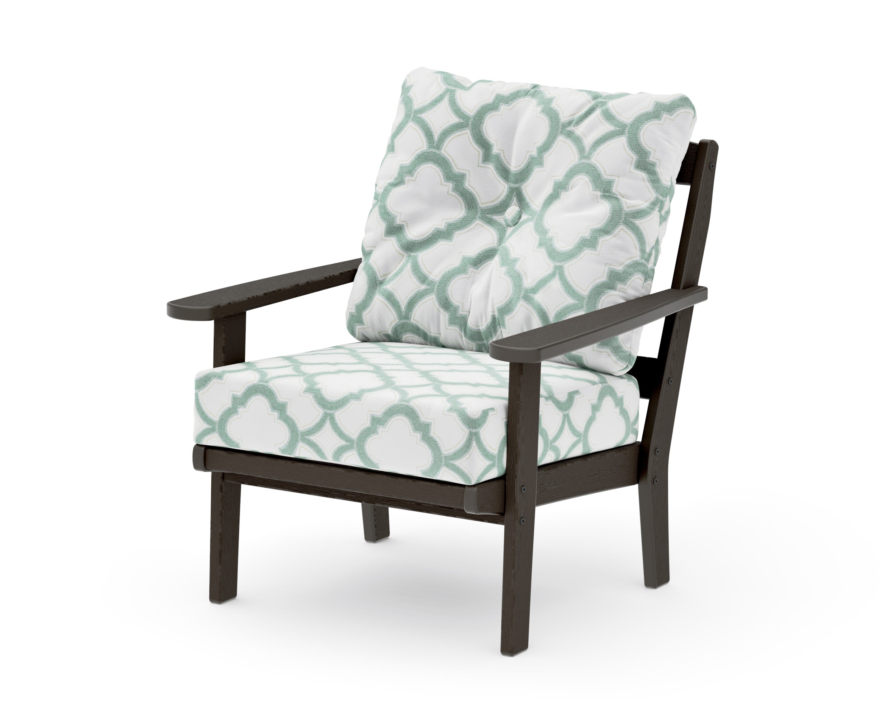 Mission Deep Seating Chair in Vintage Coffee / Trellis Glacier Spa