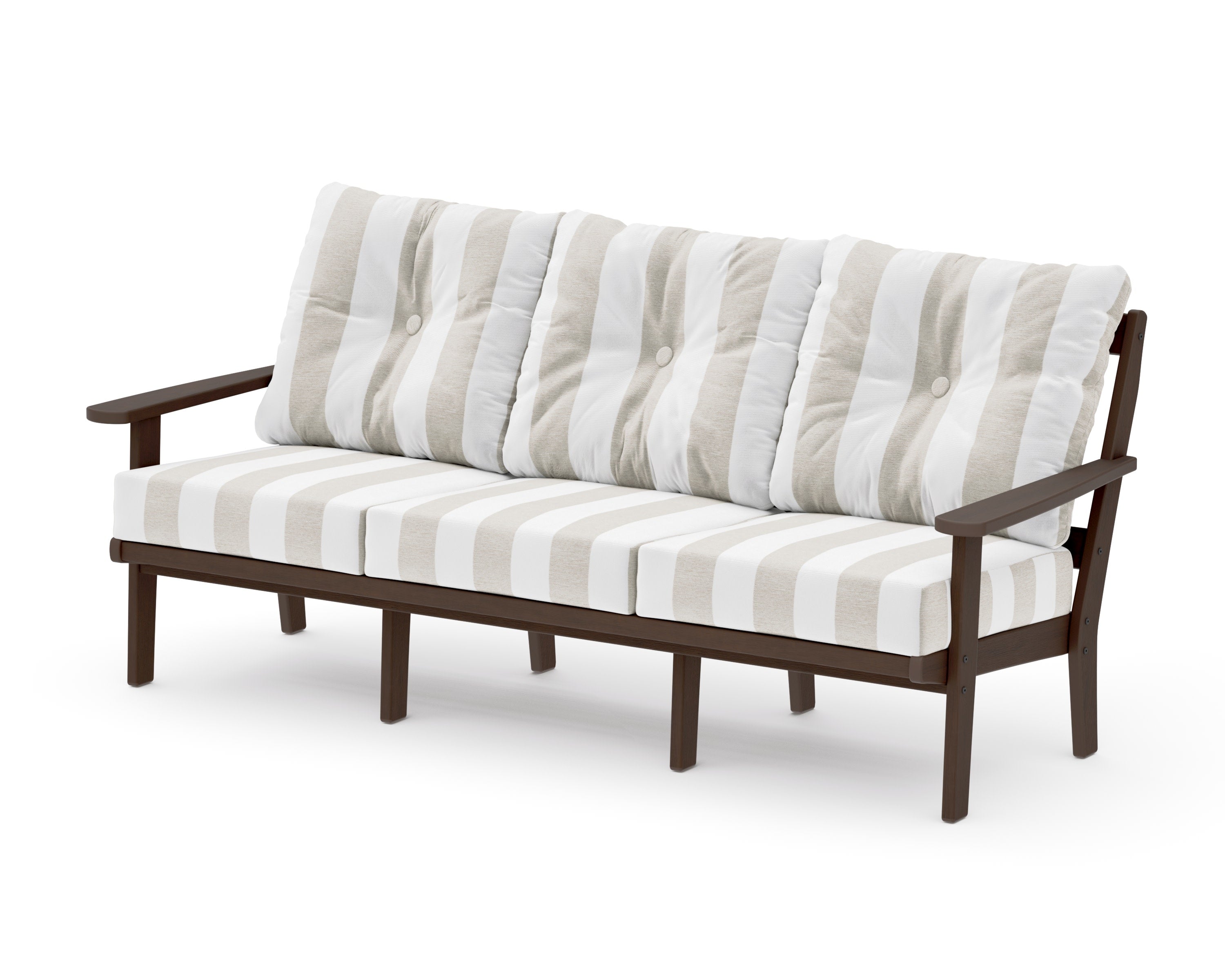 Mission Deep Seating Sofa in Kona / Cabana Stripe Dune Burlap
