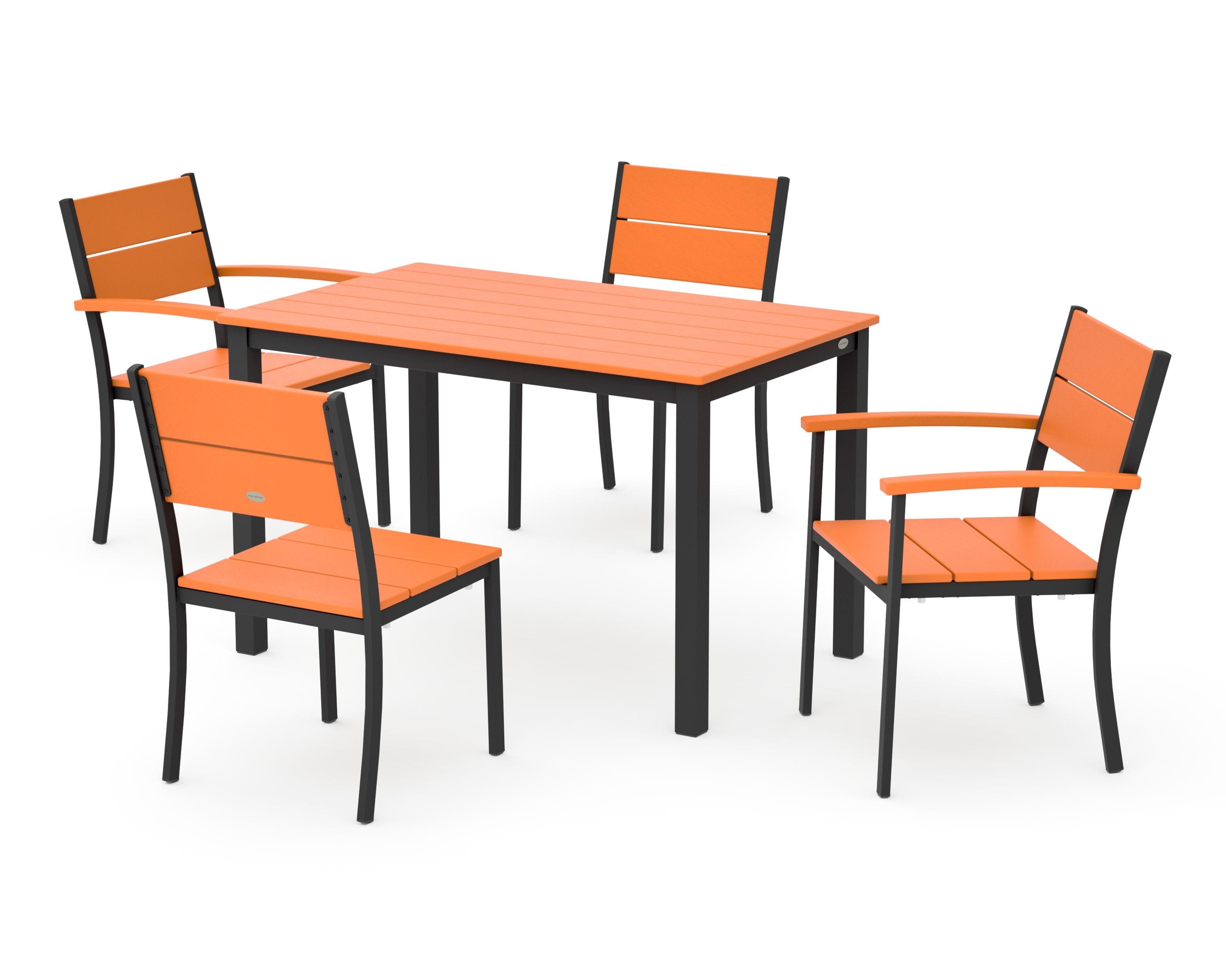 Main Street 5-Piece Dining Set in Black / Tangerine
