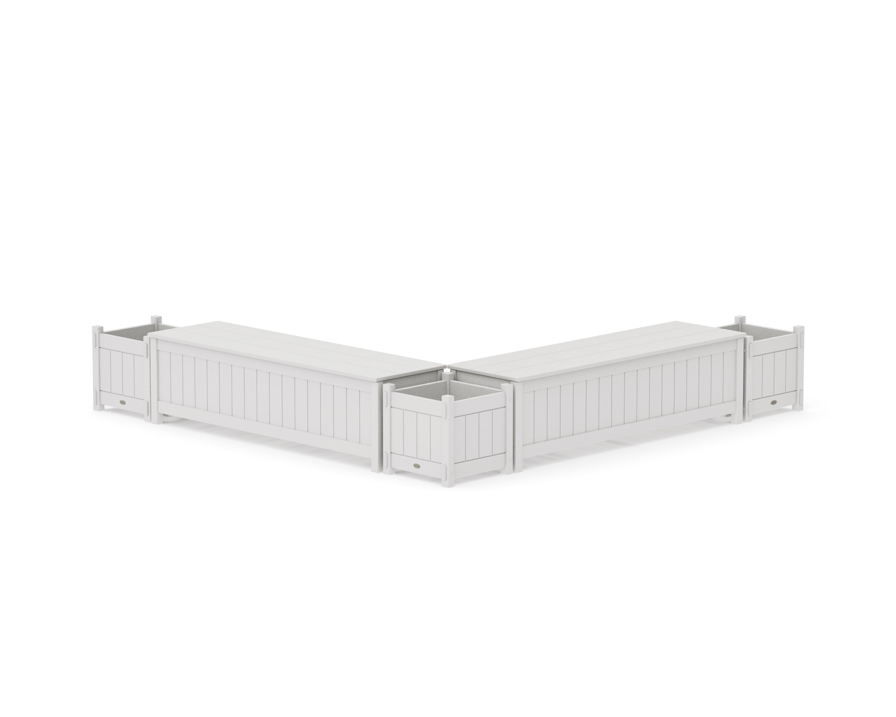 60" Vineyard L- Shaped Planter Storage Bench Corner Set in Vintage White