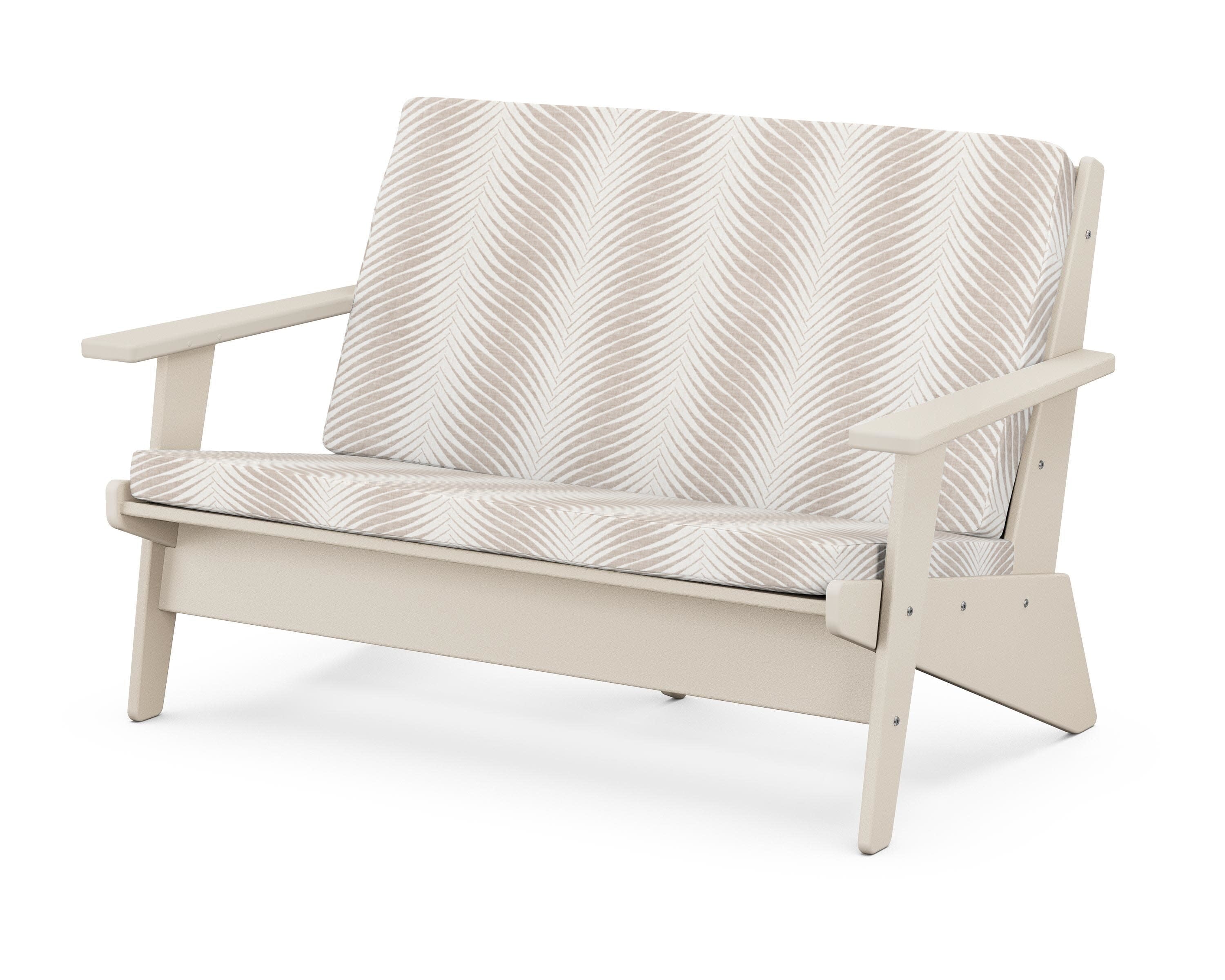 Riviera Modern Lounge Loveseat in Sand / Clock Out Cloud