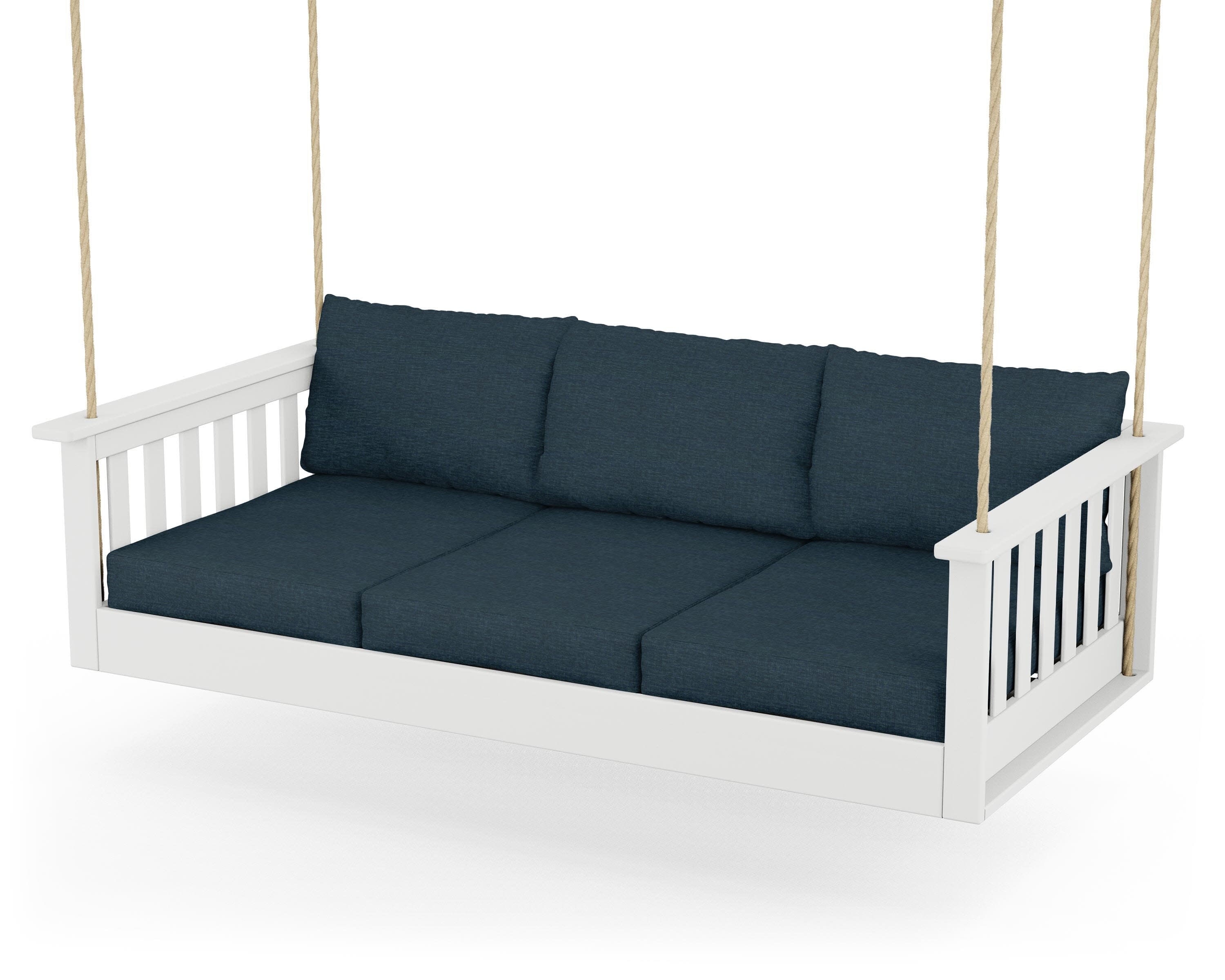 Vineyard Daybed Swing in White / Platform Indigo