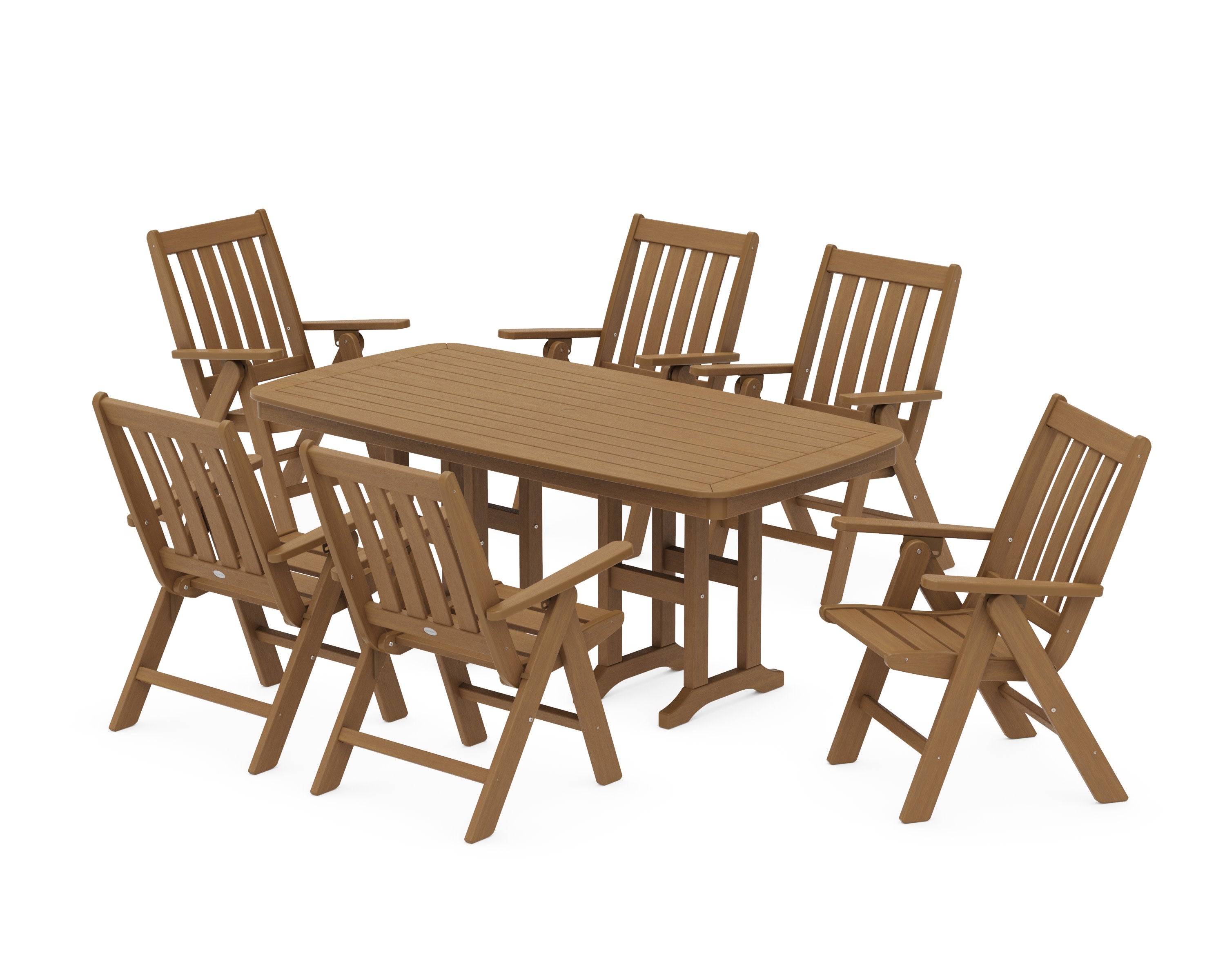 Vineyard Folding Chair 7-Piece Dining Set in Natural