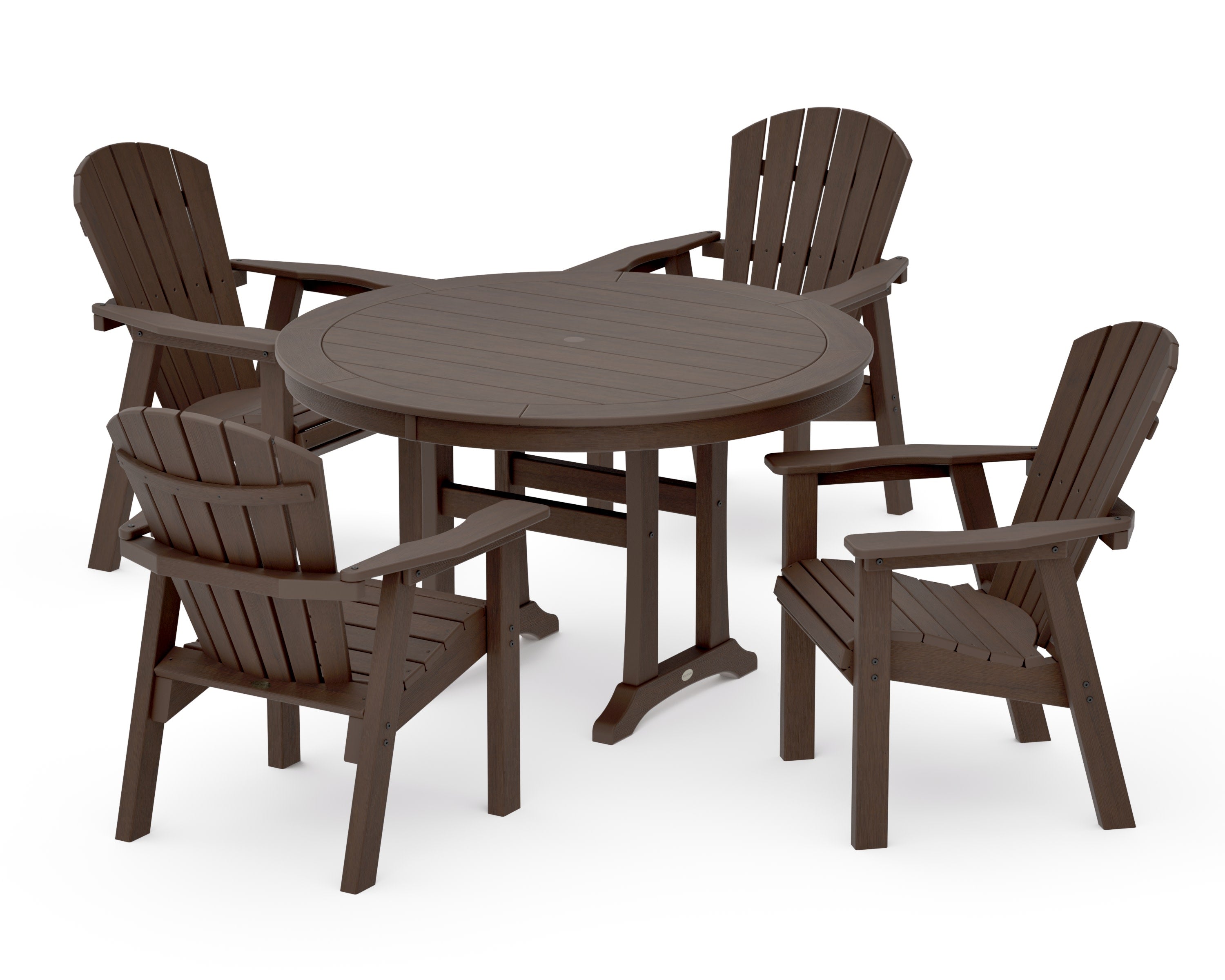 Seashell 5-Piece Round Dining Set with Trestle Legs in Kona