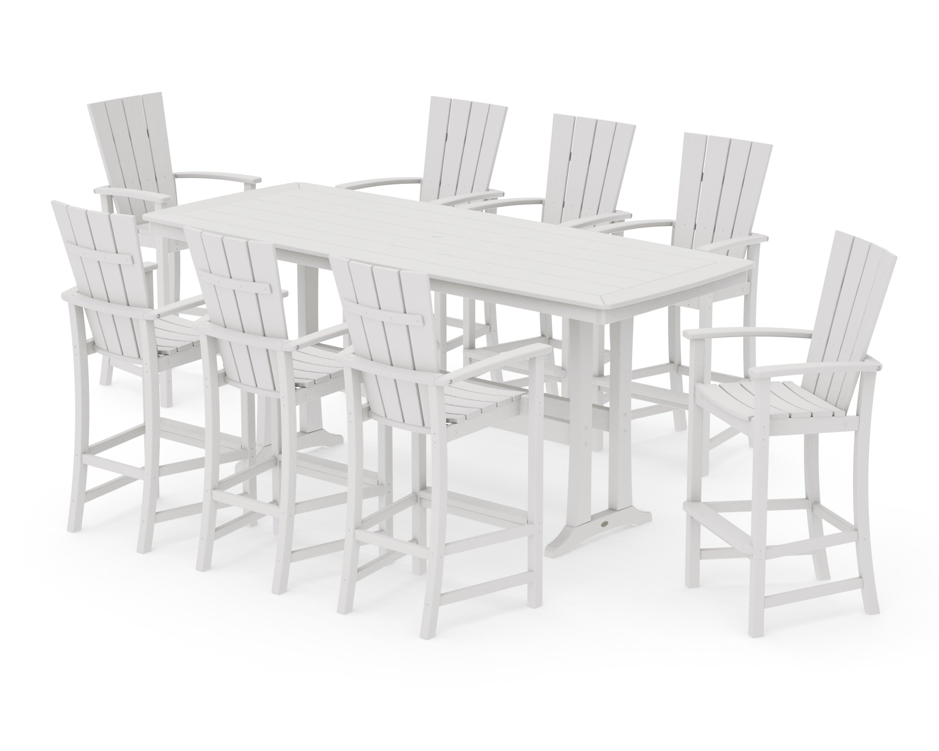 Quattro Adirondack 9-Piece Bar Set with Trestle Legs in Vintage White