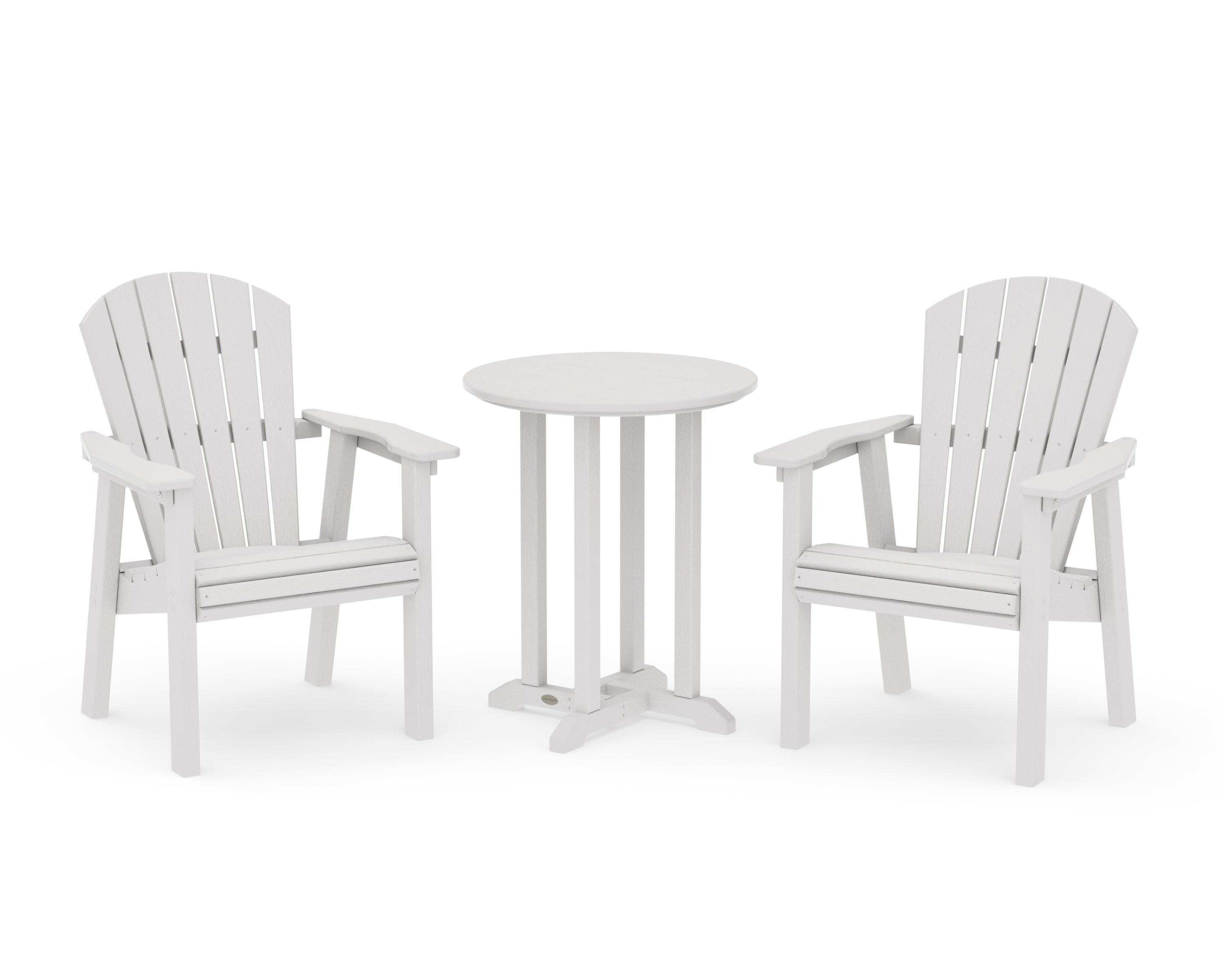 Seashell 3-Piece Round Farmhouse Bistro Dining Set in Vintage White