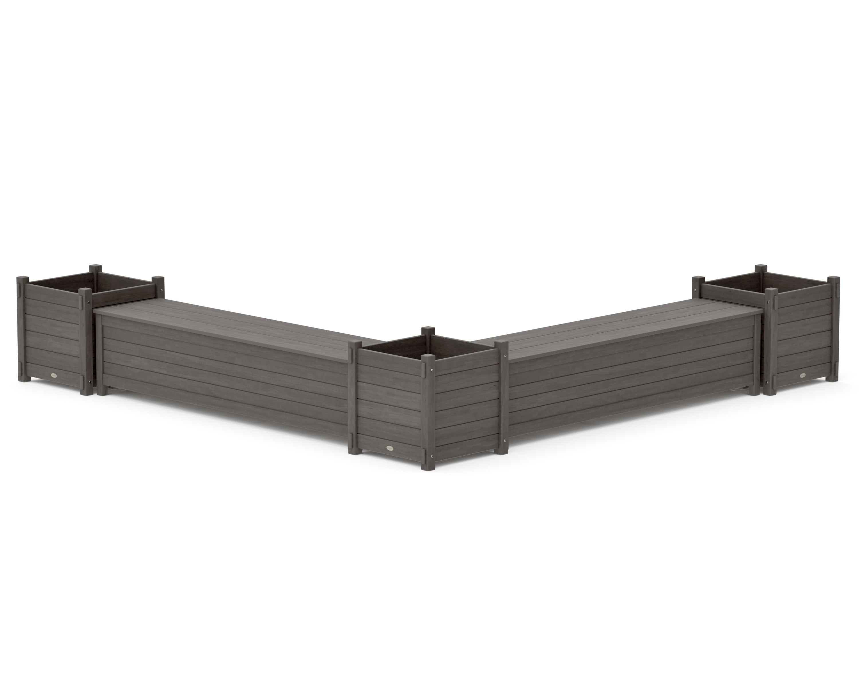 72" Nautical L- Shaped Planter Storage Bench Corner Set- Large in Driftwood