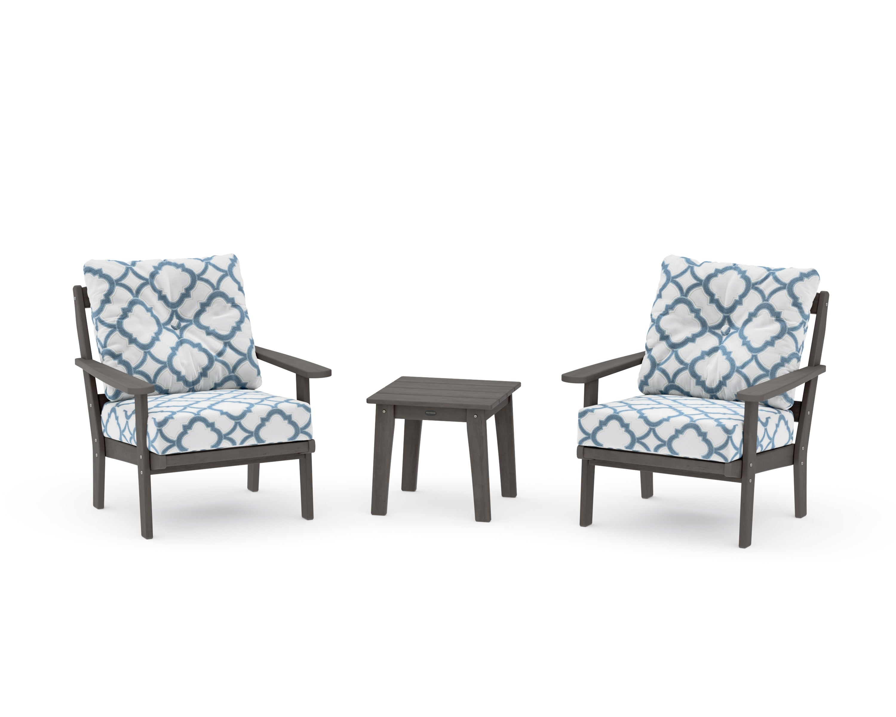 Mission 3-Piece Deep Seating Set in Driftwood / Trellis Sky Blue