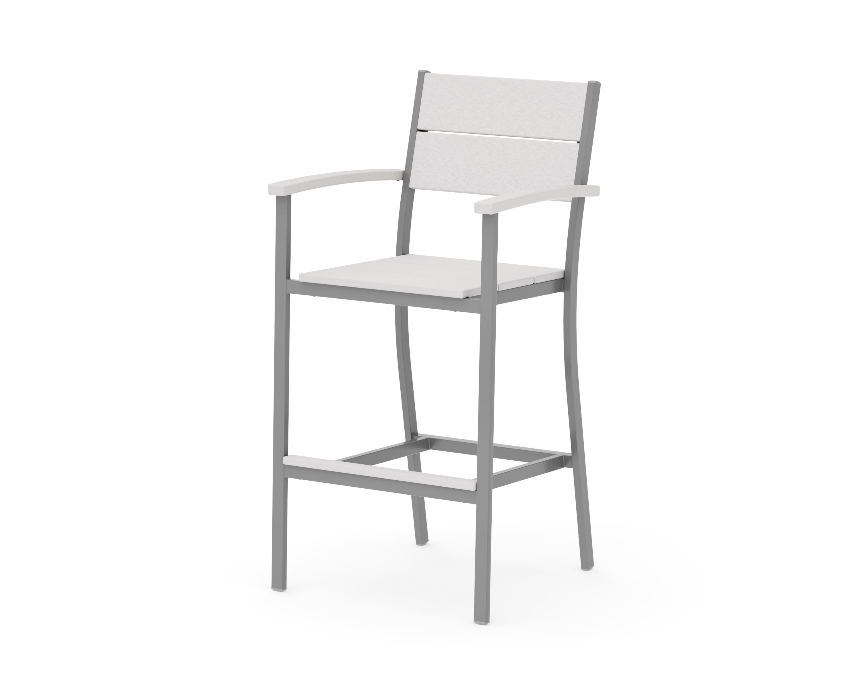 Main Street Bar Arm Chair in Silver / Vintage White