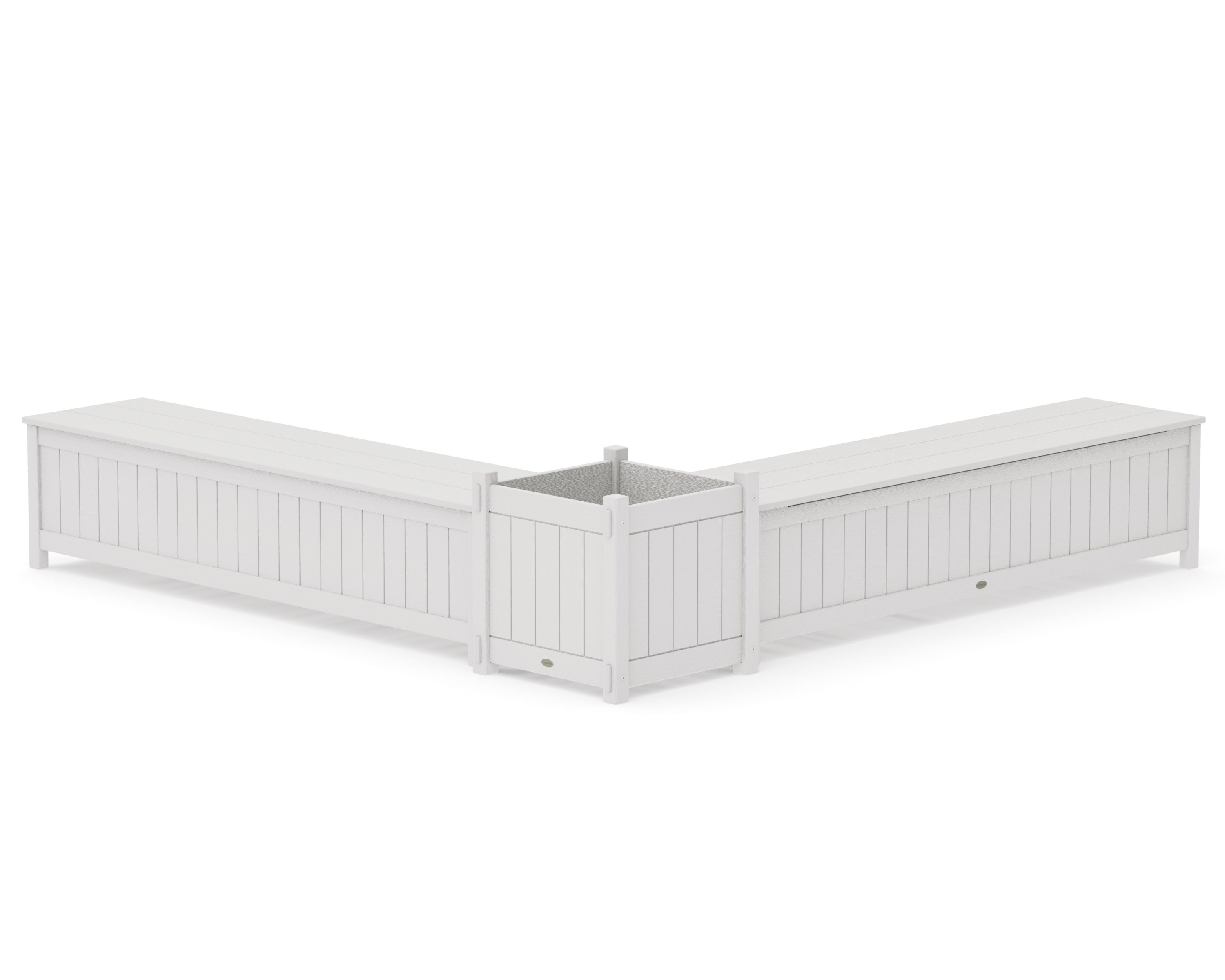 72" Vineyard L- Shaped Planter Storage Bench Set- Large in Vintage White