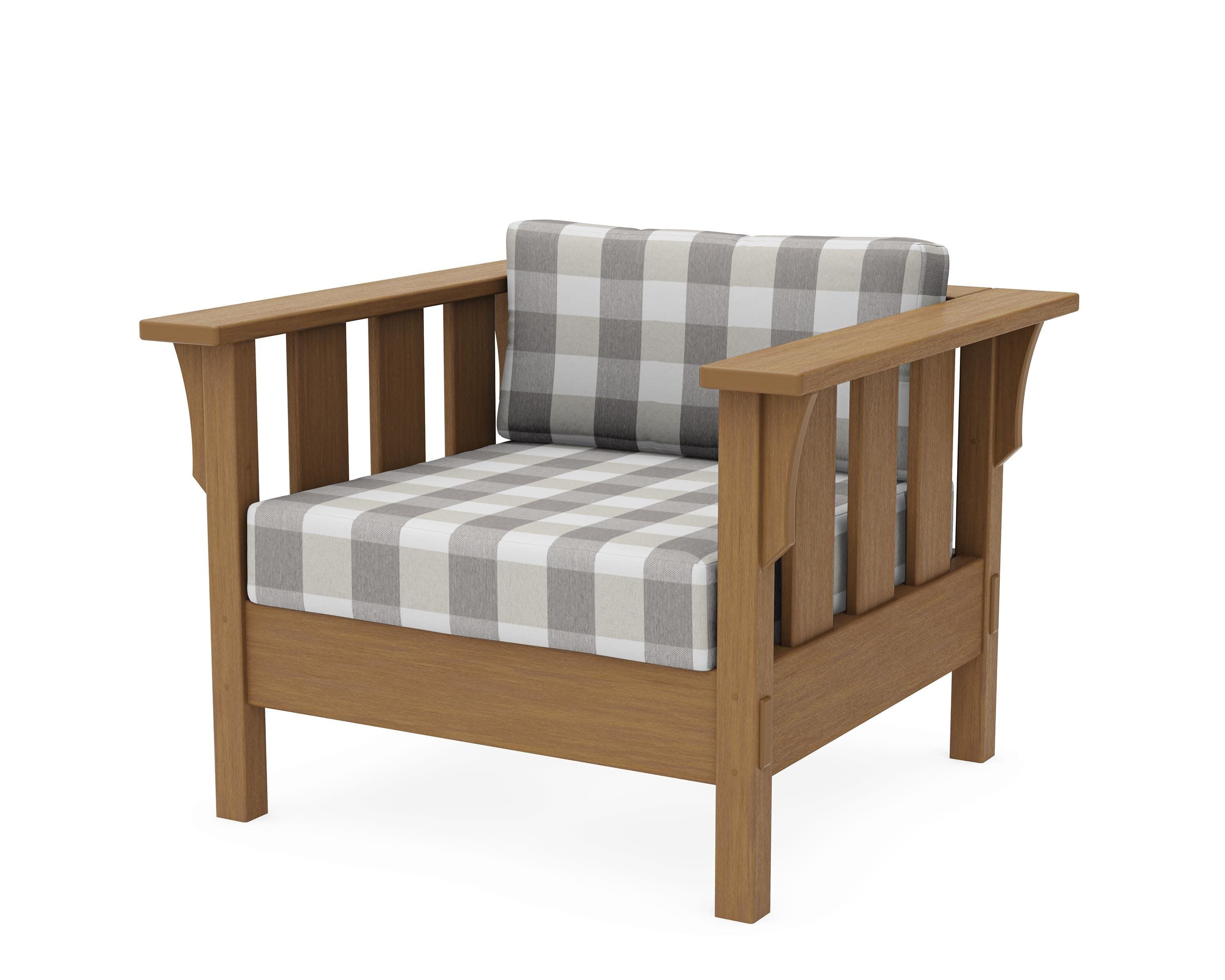 Acadia Deep Seating Chair in Natural / Buffalo Plaid Grey Mist