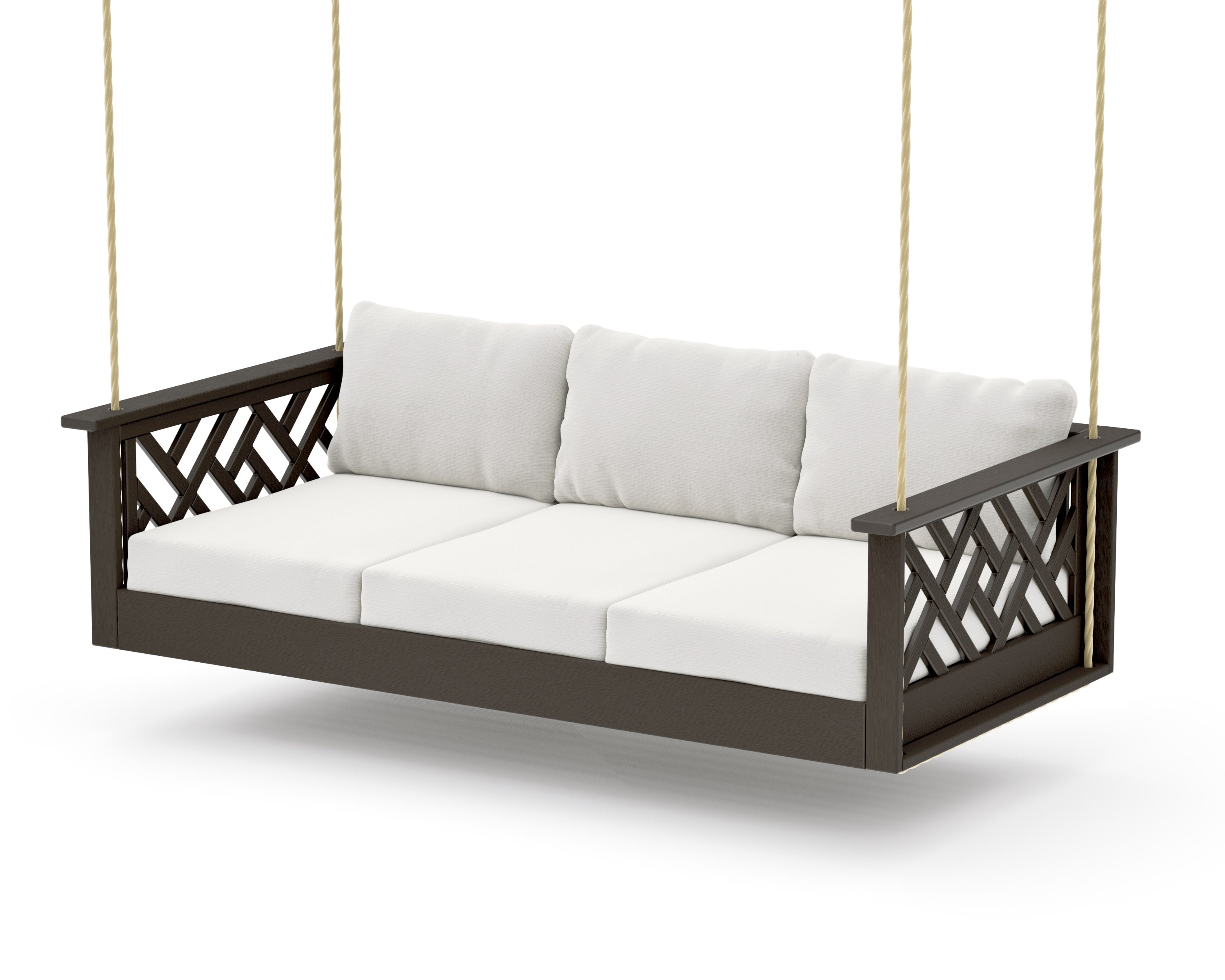 Chippendale Daybed Swing in Vintage Coffee / Natural Linen