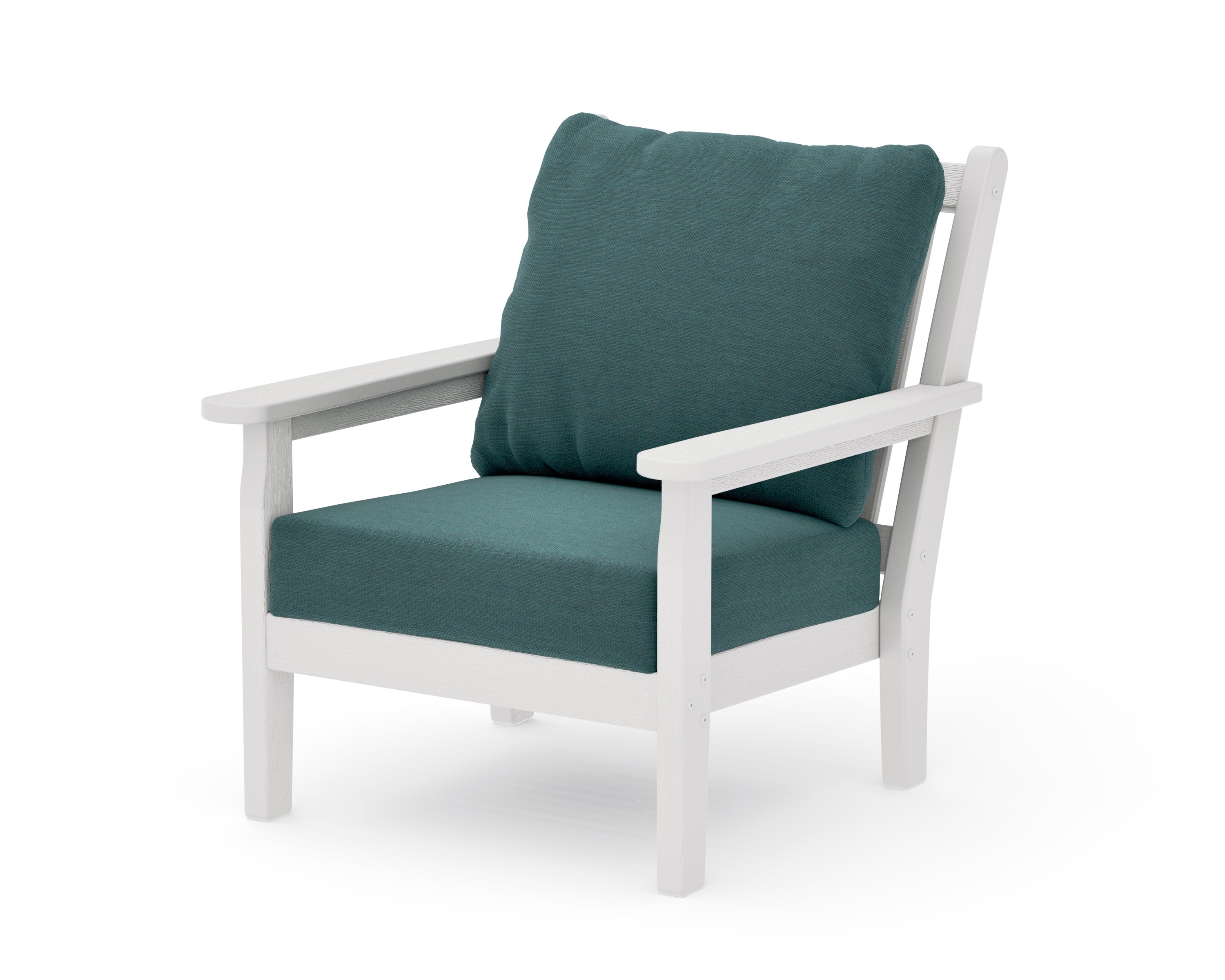 Chippendale Deep Seating Chair in Vintage White / Ocean Teal