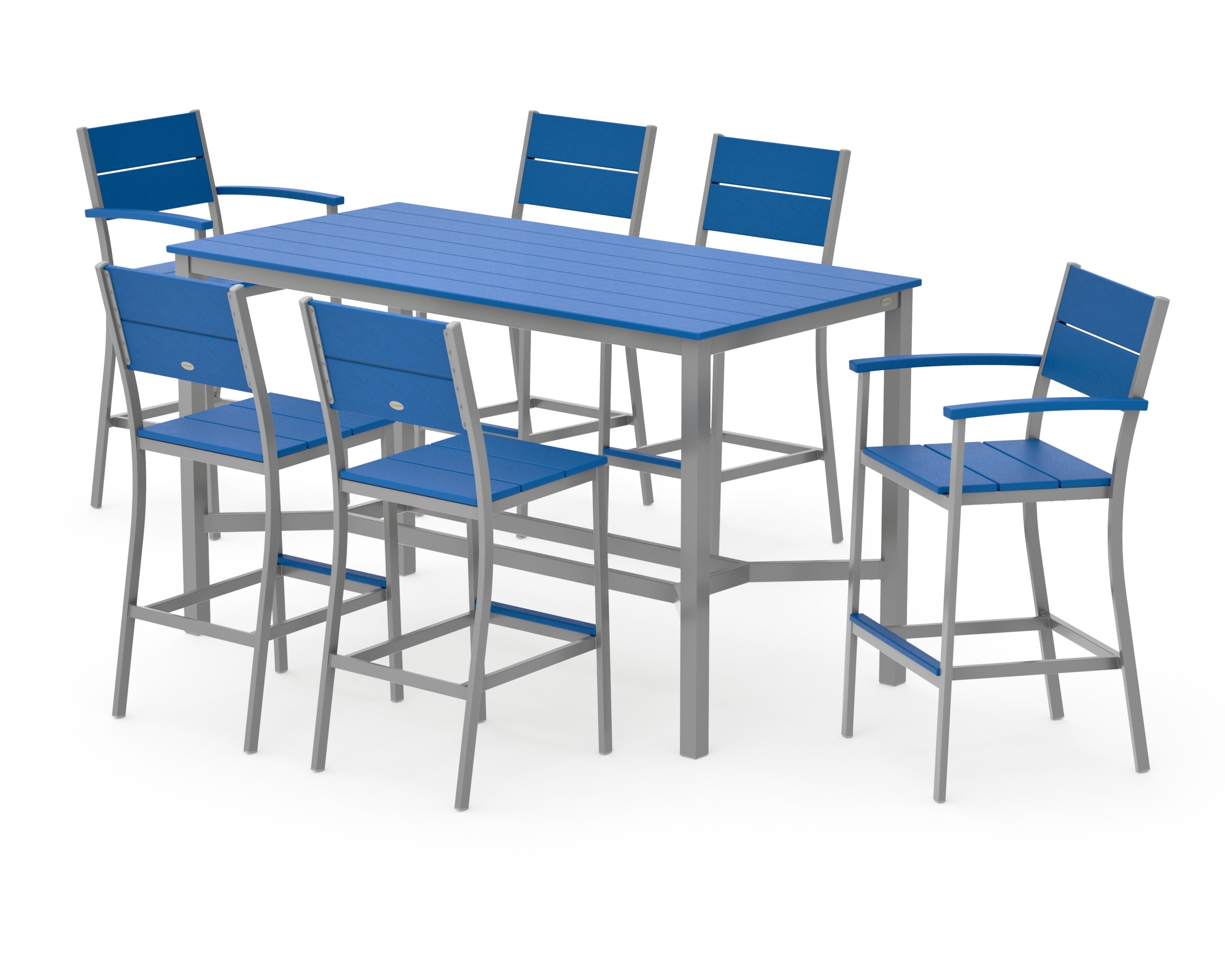 Main Street 7-Piece Bar Set in Silver / Pacific Blue