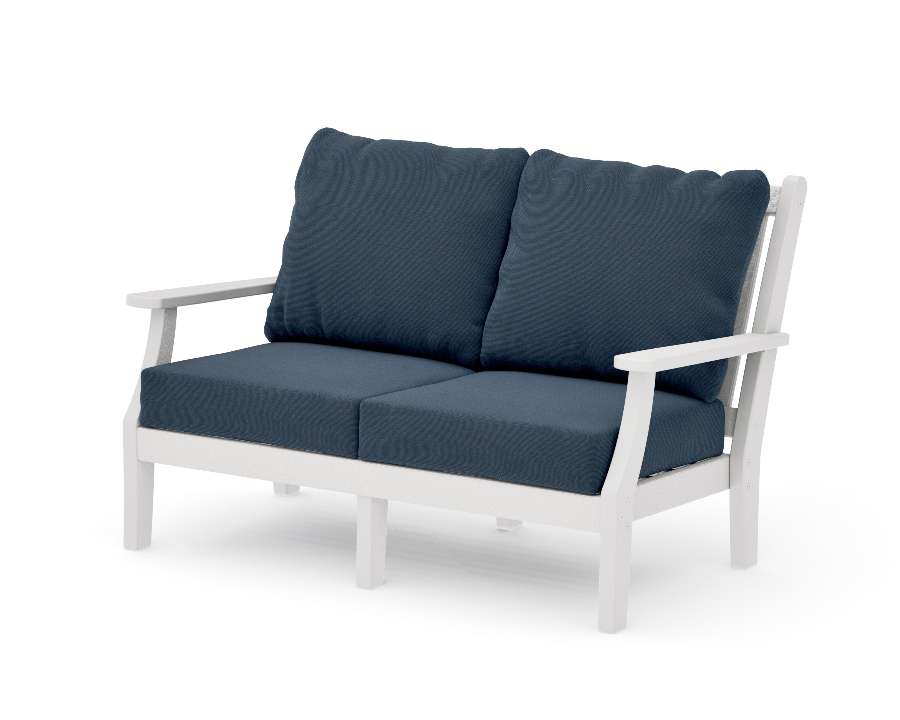 Wovendale Deep Seating Loveseat in Vintage White / Marine Indigo