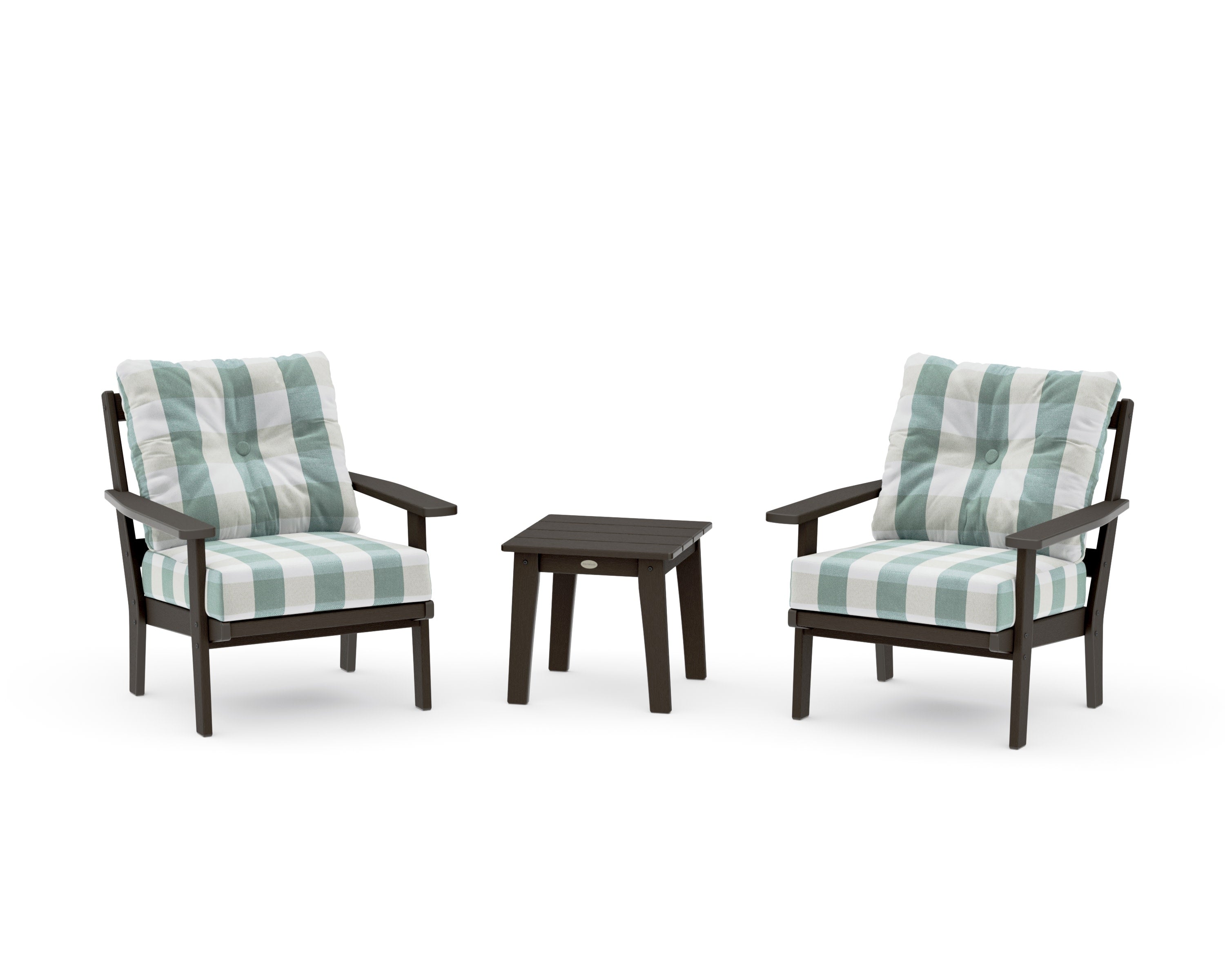 Prairie 3-Piece Deep Seating Set in Vintage Coffee / Buffalo Plaid Glacier Spa