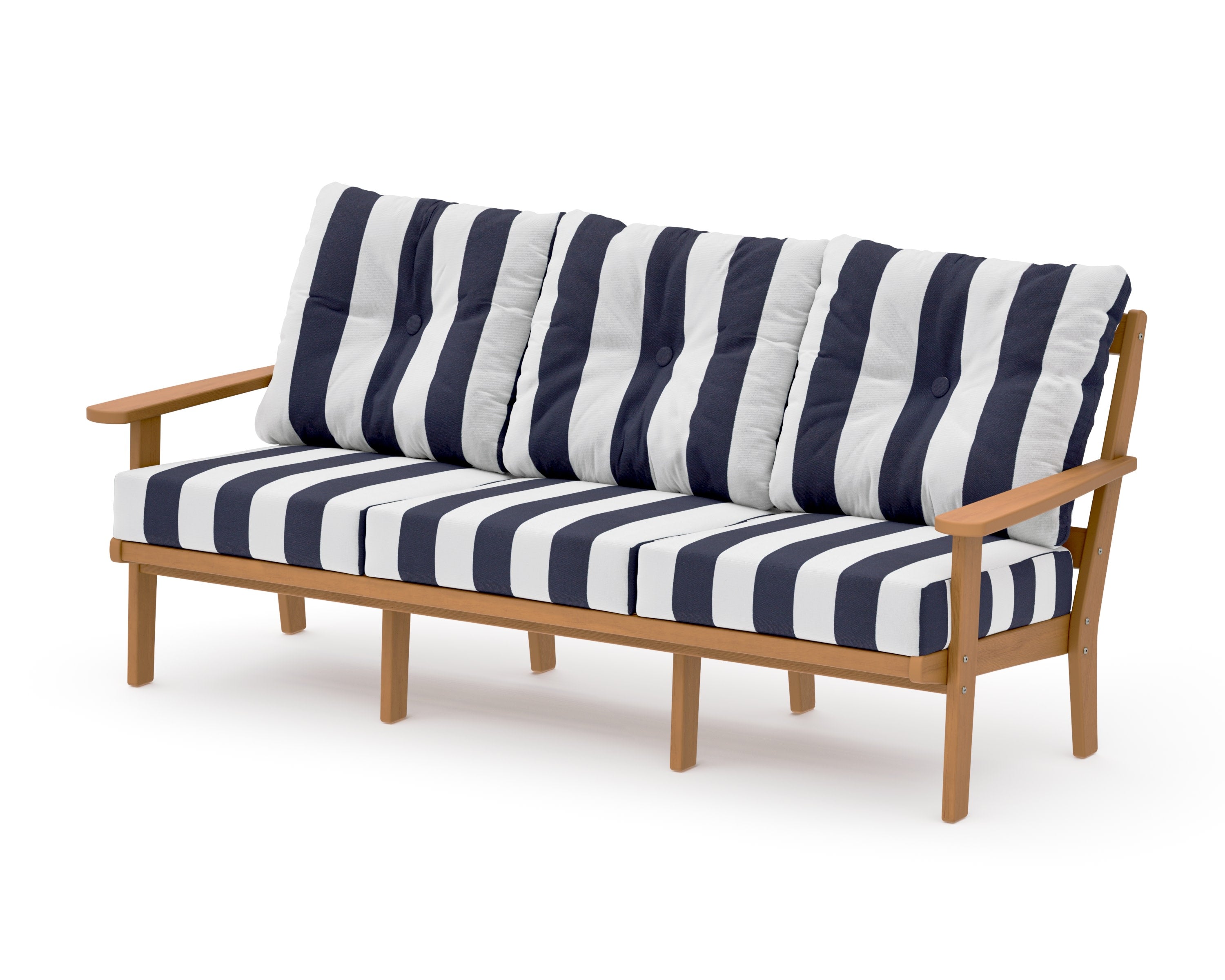 Mission Deep Seating Sofa in Natural / Cabana Stripe Navy