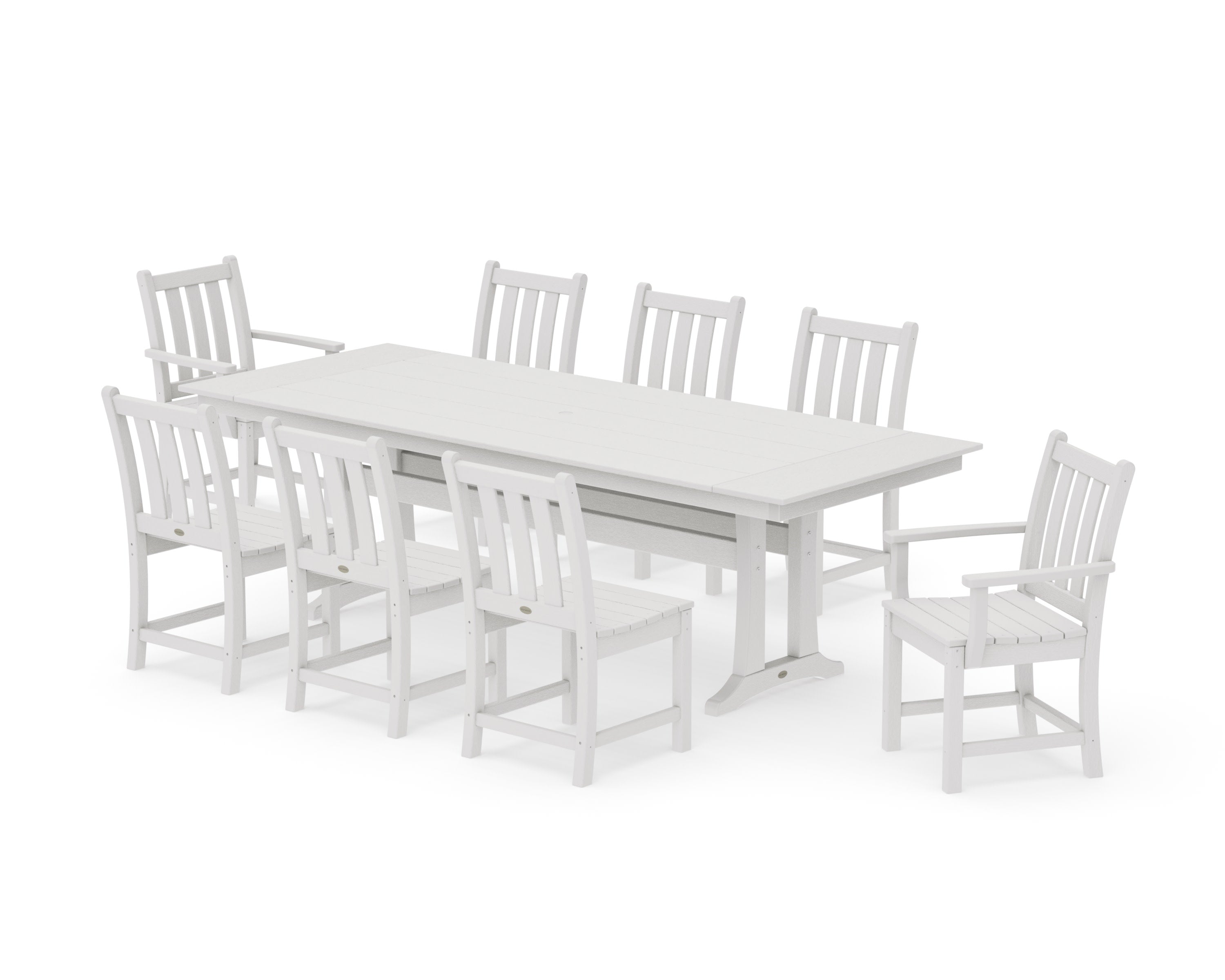 Traditional Garden 9-Piece Farmhouse Dining Set with Trestle Legs in Vintage White