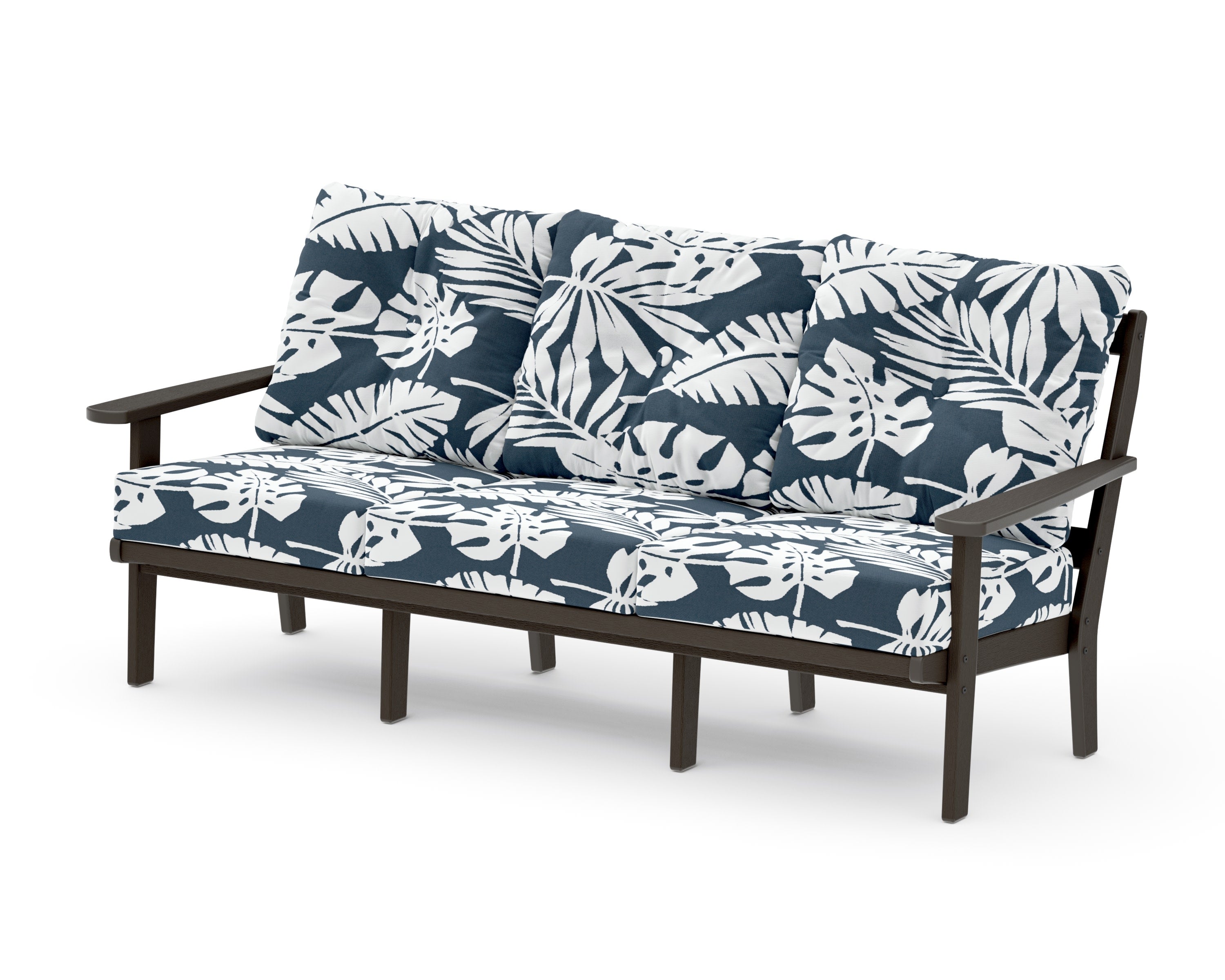 Mission Deep Seating Sofa in Vintage Coffee / Leaf Marine Indigo