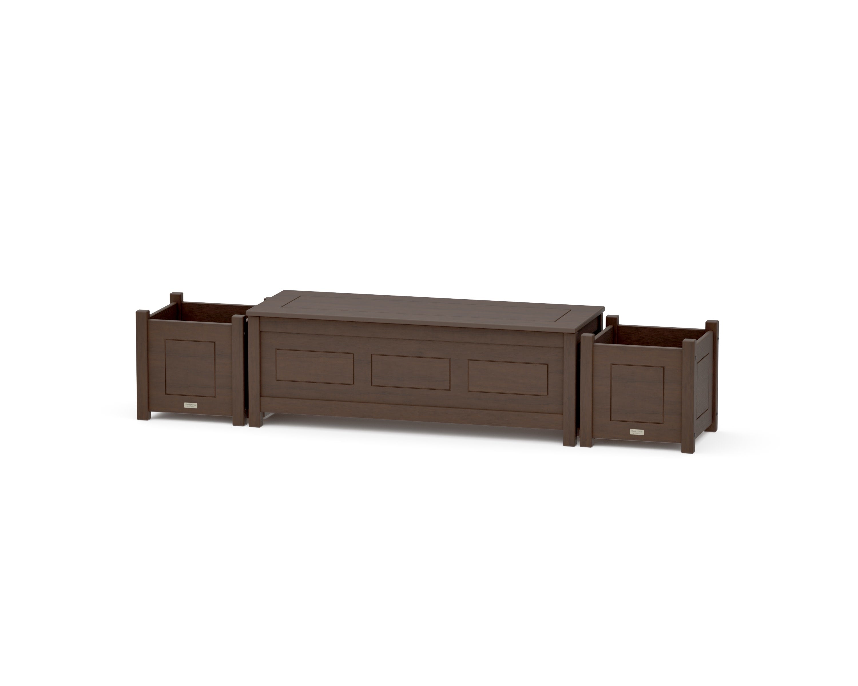 48" Country Living Straight Planter Storage Bench Set in Kona