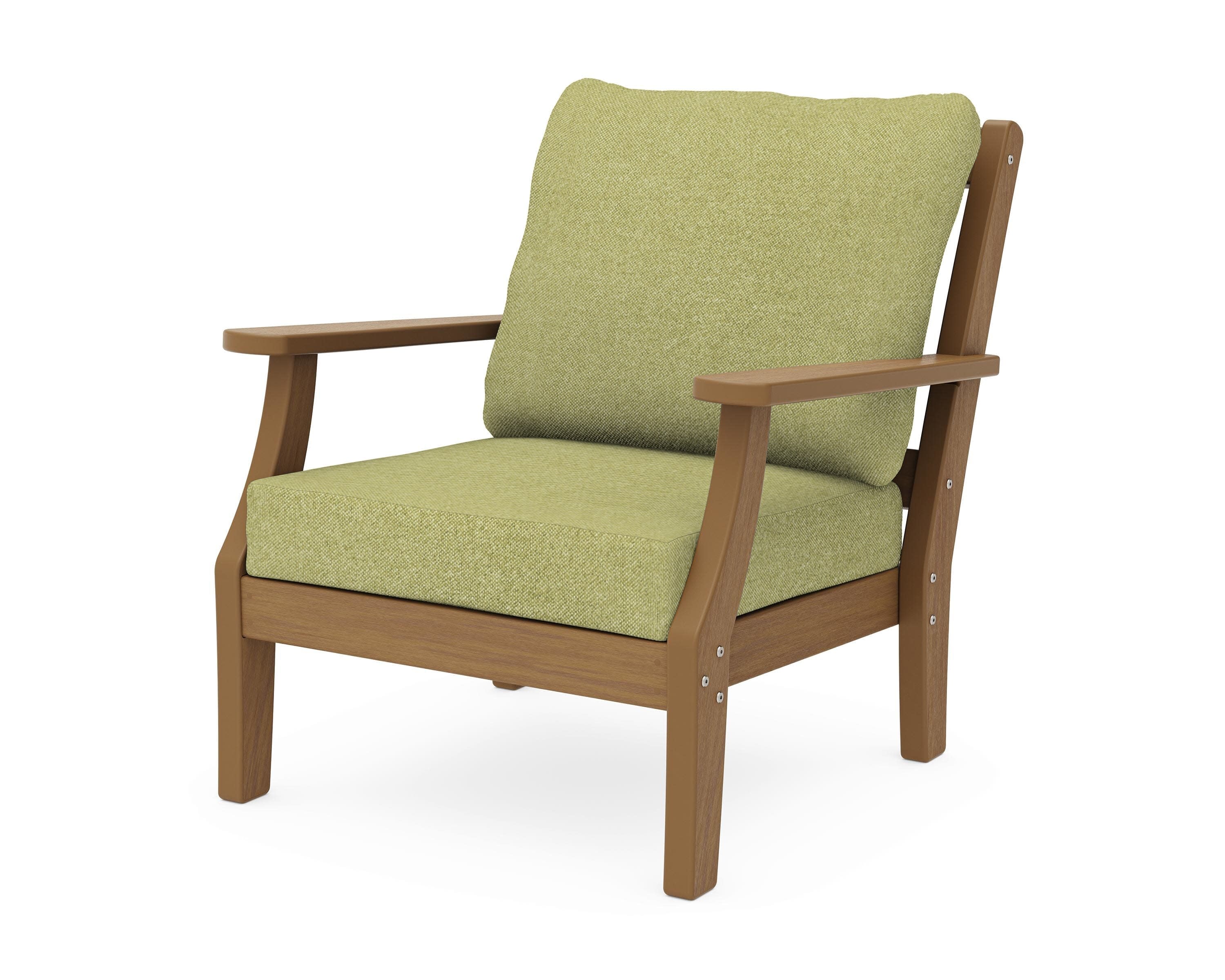 Chinoiserie Deep Seating Chair in Natural / Chartreuse Boucle