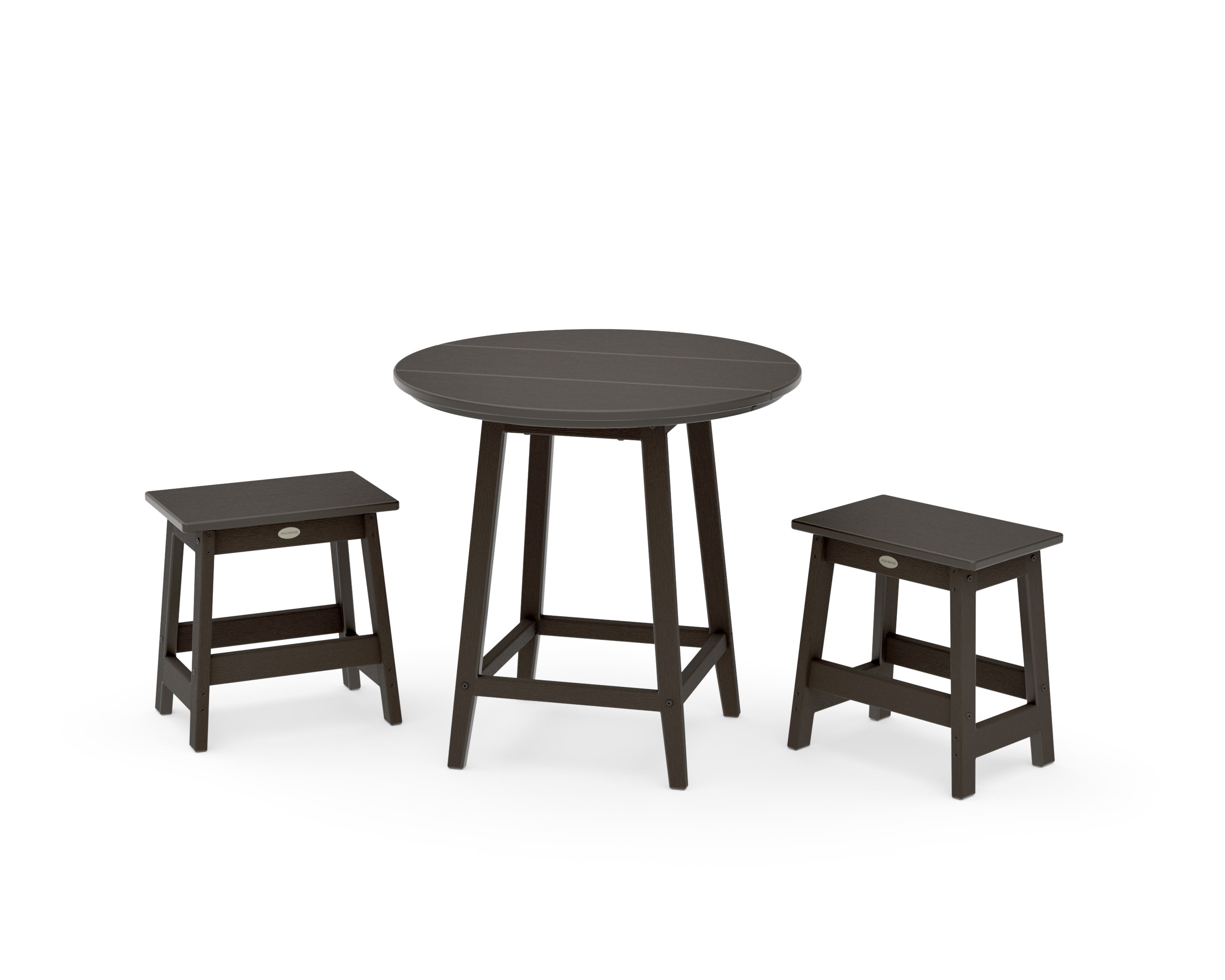 Modern Studio Stool 3-Piece Round Bistro Set in Vintage Coffee
