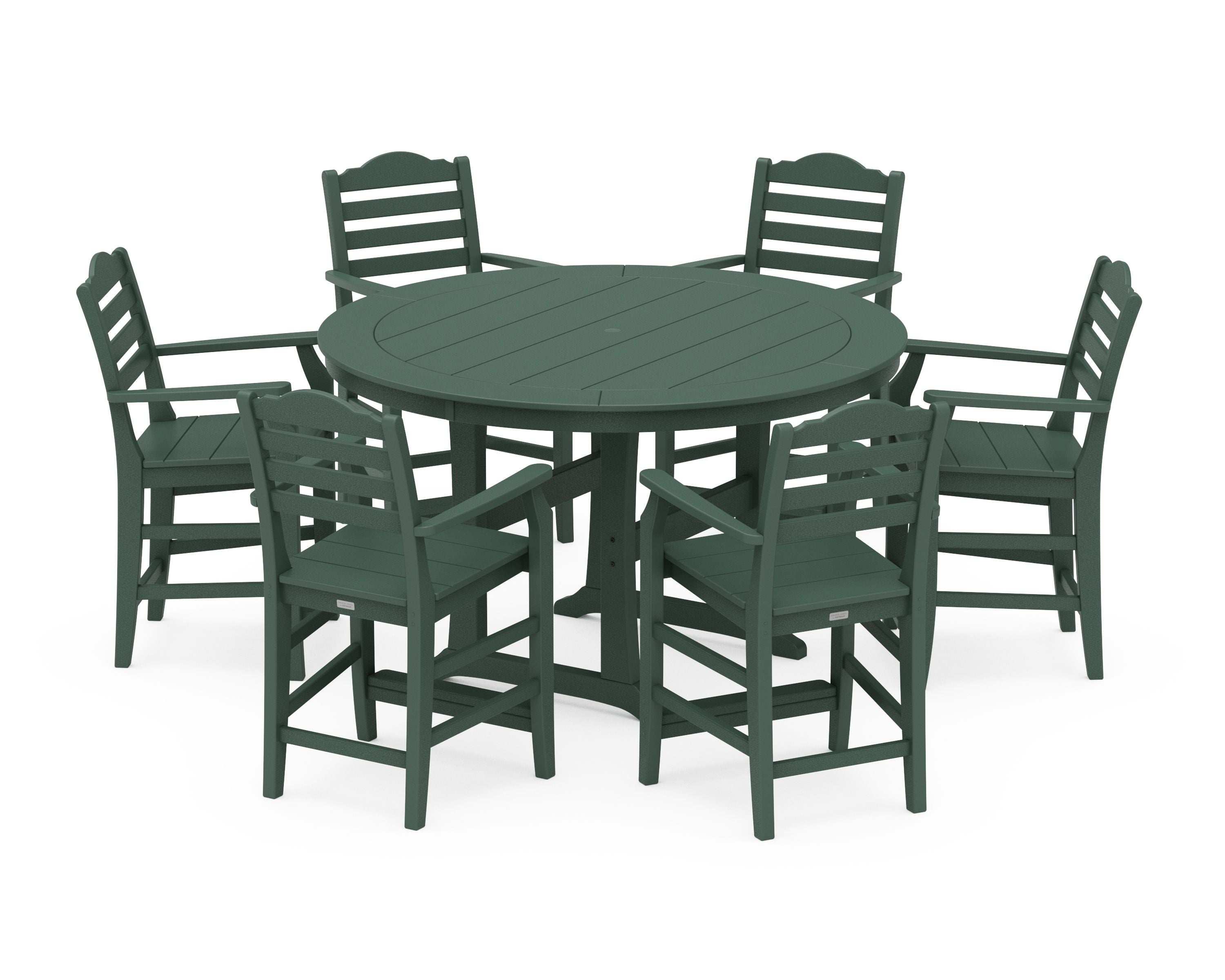 Savannah 7-Piece Arm Chair Round Counter Set in Green