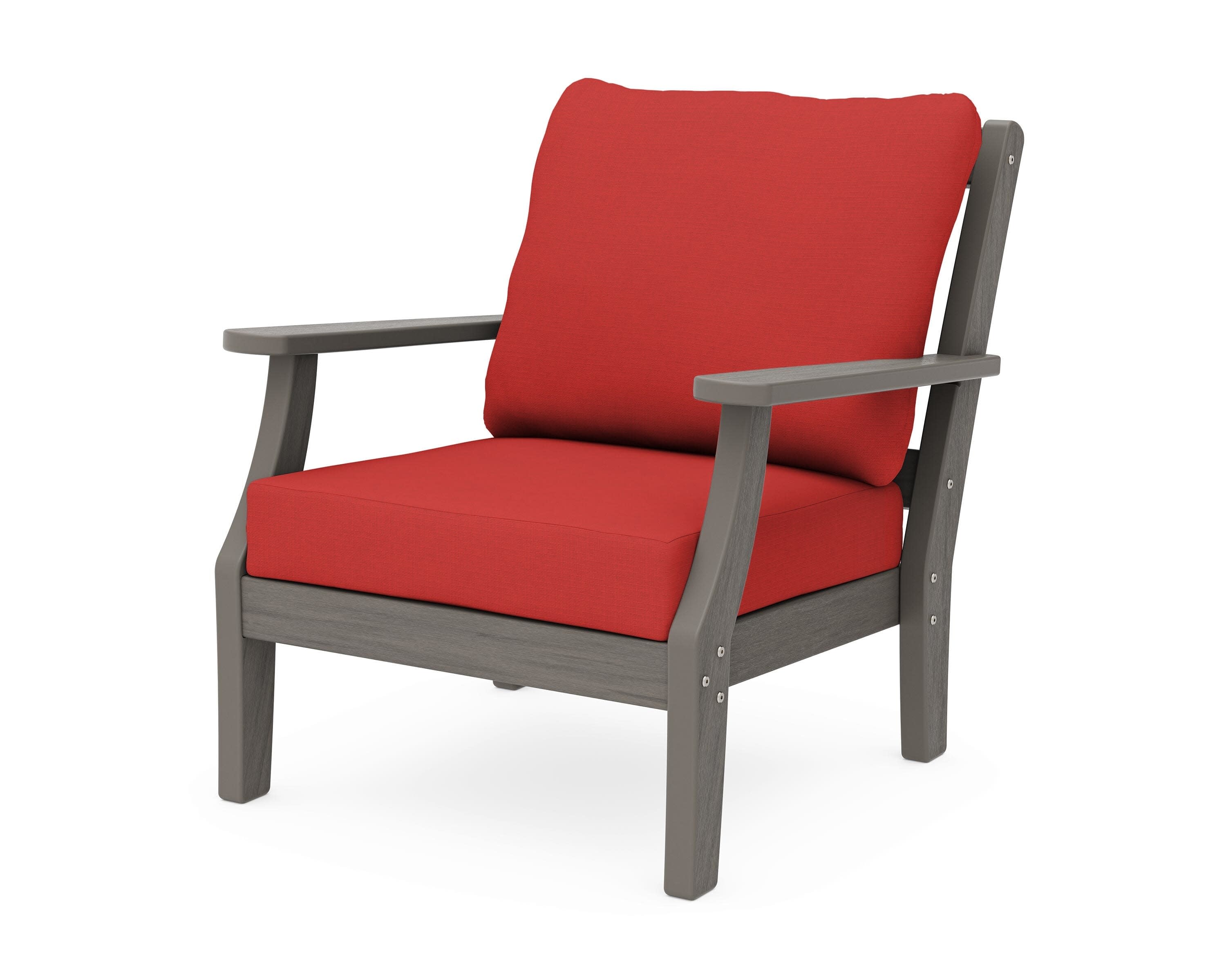 Chinoiserie Deep Seating Chair in Driftwood / Crimson Linen