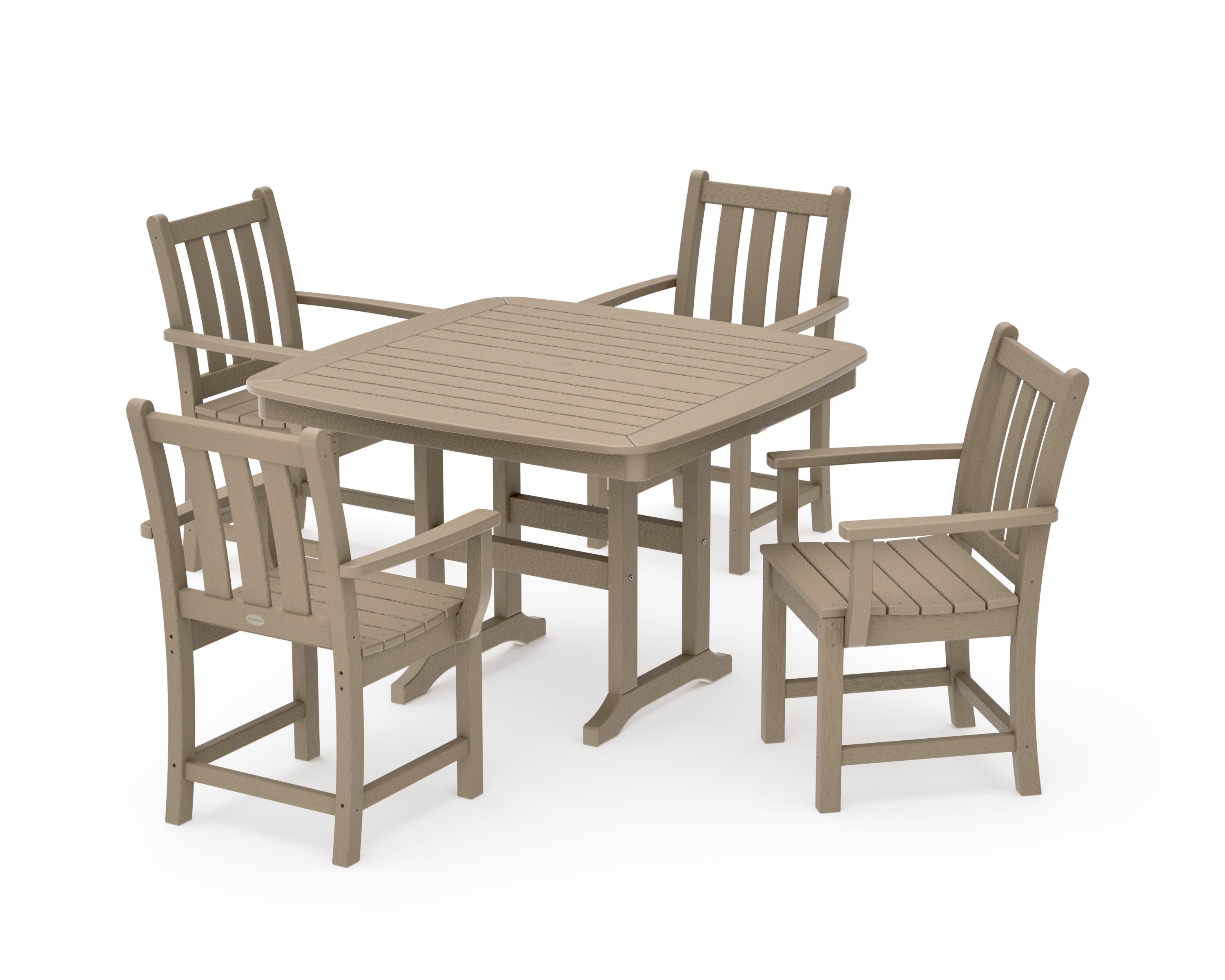 Traditional Garden 5-Piece Dining Set with Trestle Legs in Vintage Sahara