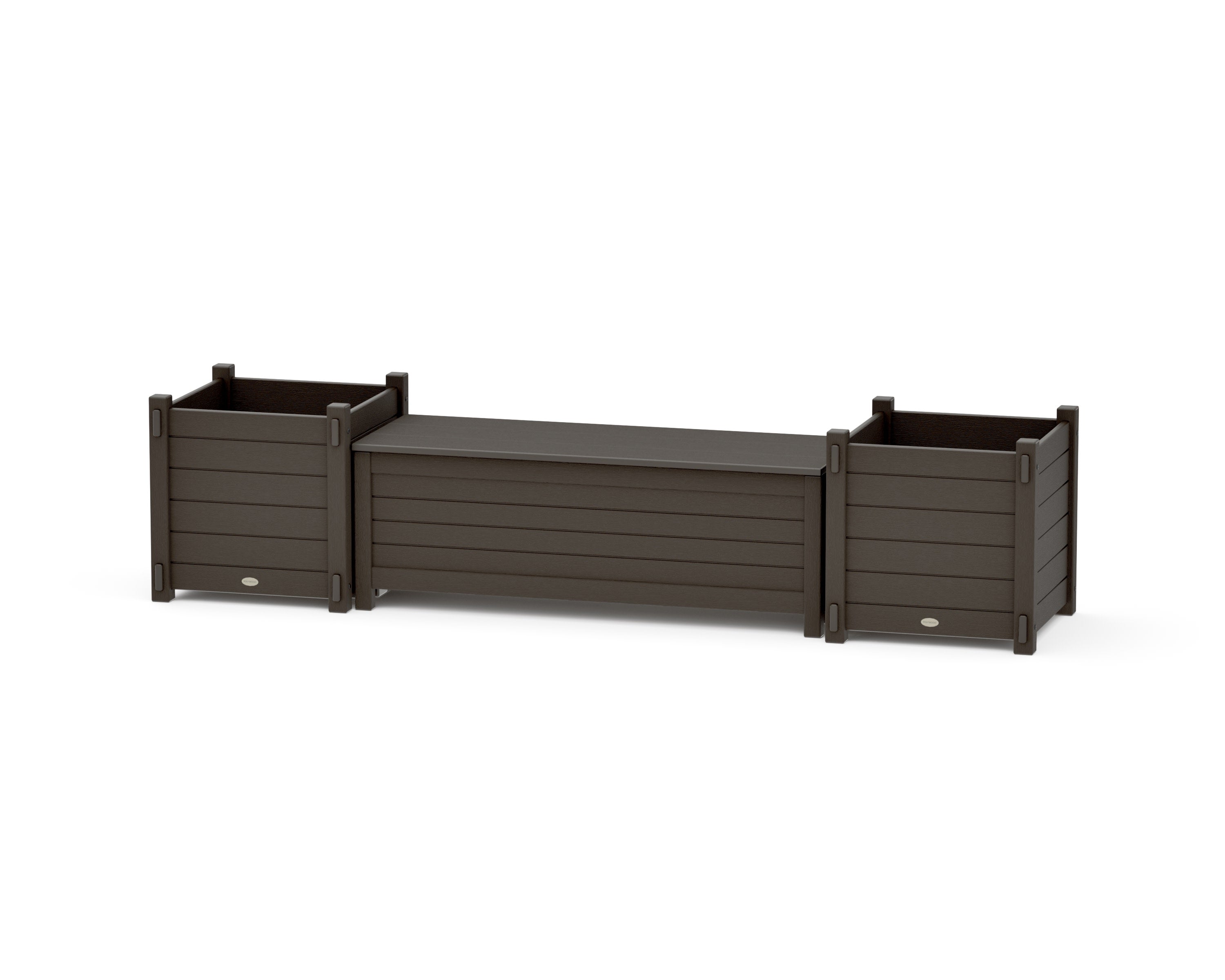 48" Nautical Straight Planter Storage Bench Set- Large in Vintage Coffee