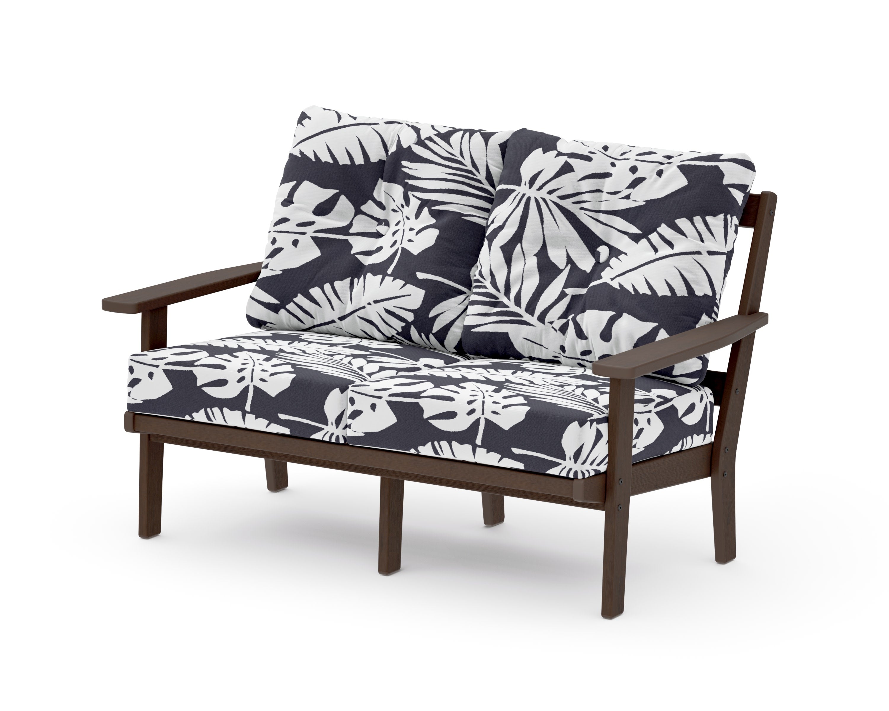 Prairie Deep SeatingLoveseat in Kona / Leaf Navy