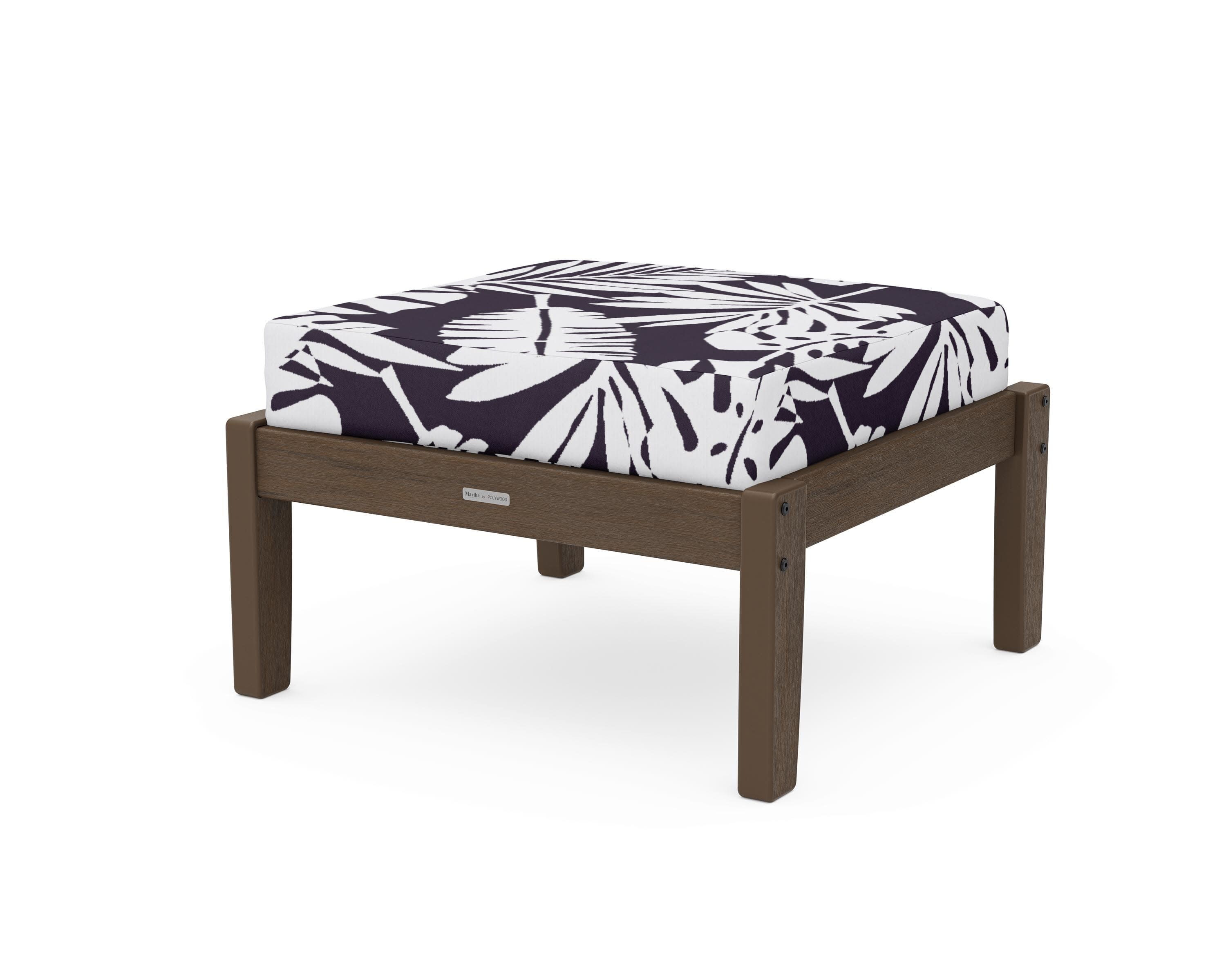Chinoiserie Deep Seating Ottoman in Kona / Leaf Navy