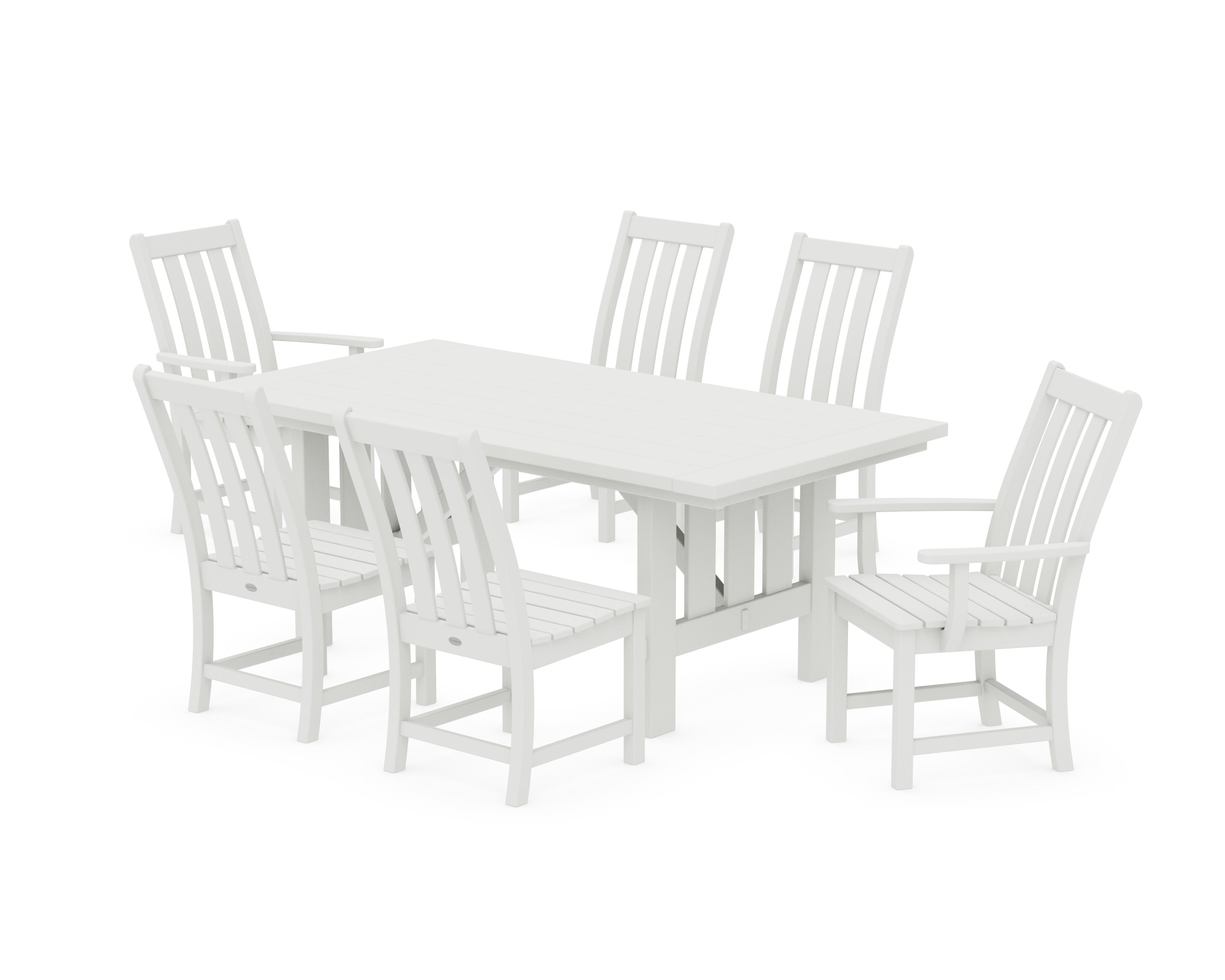 Vineyard 7-Piece Dining Set with Mission Table in Vintage White