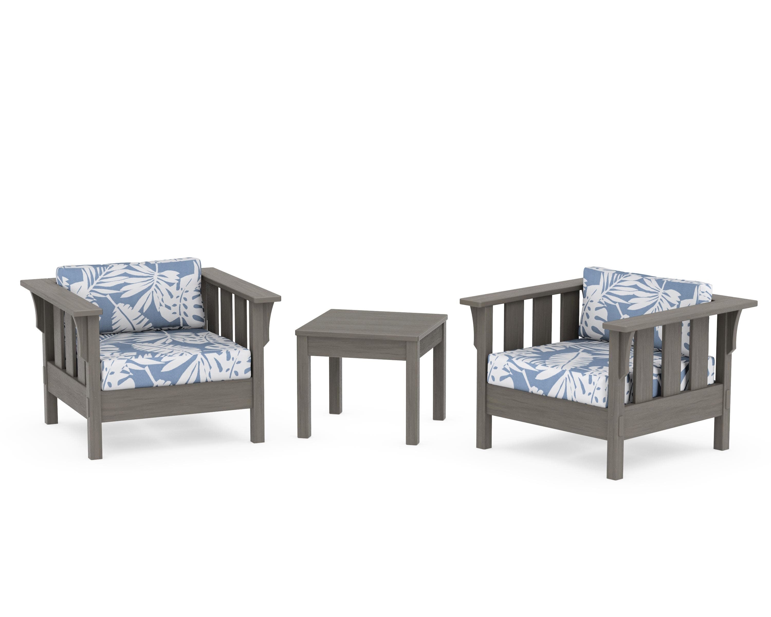 Acadia 3-Piece Deep Seating Set in Driftwood / Leaf Sky Blue