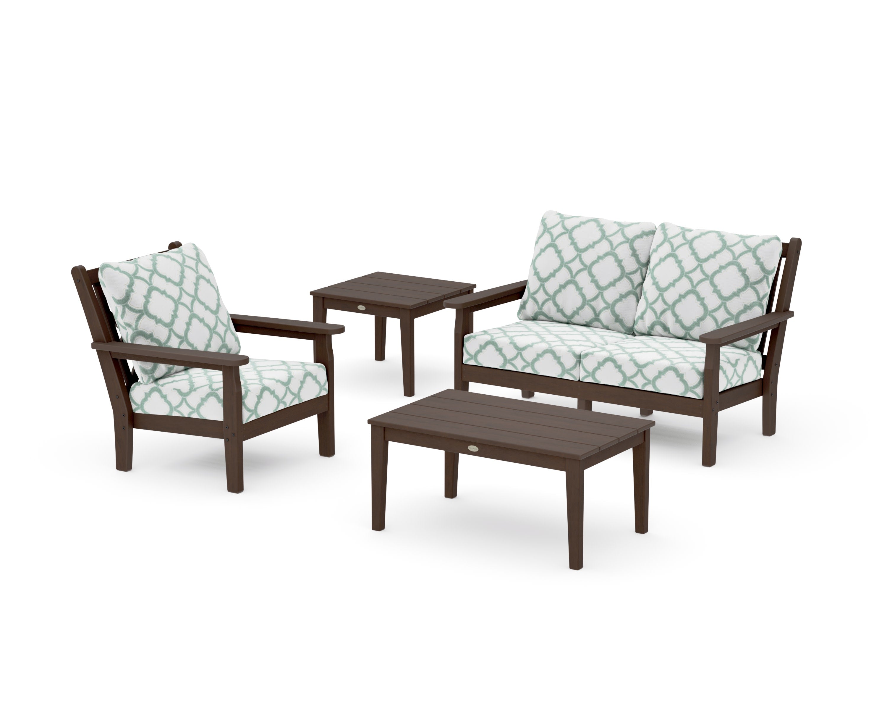 Chippendale 4-Piece Deep Seating Set in Kona / Trellis Glacier Spa