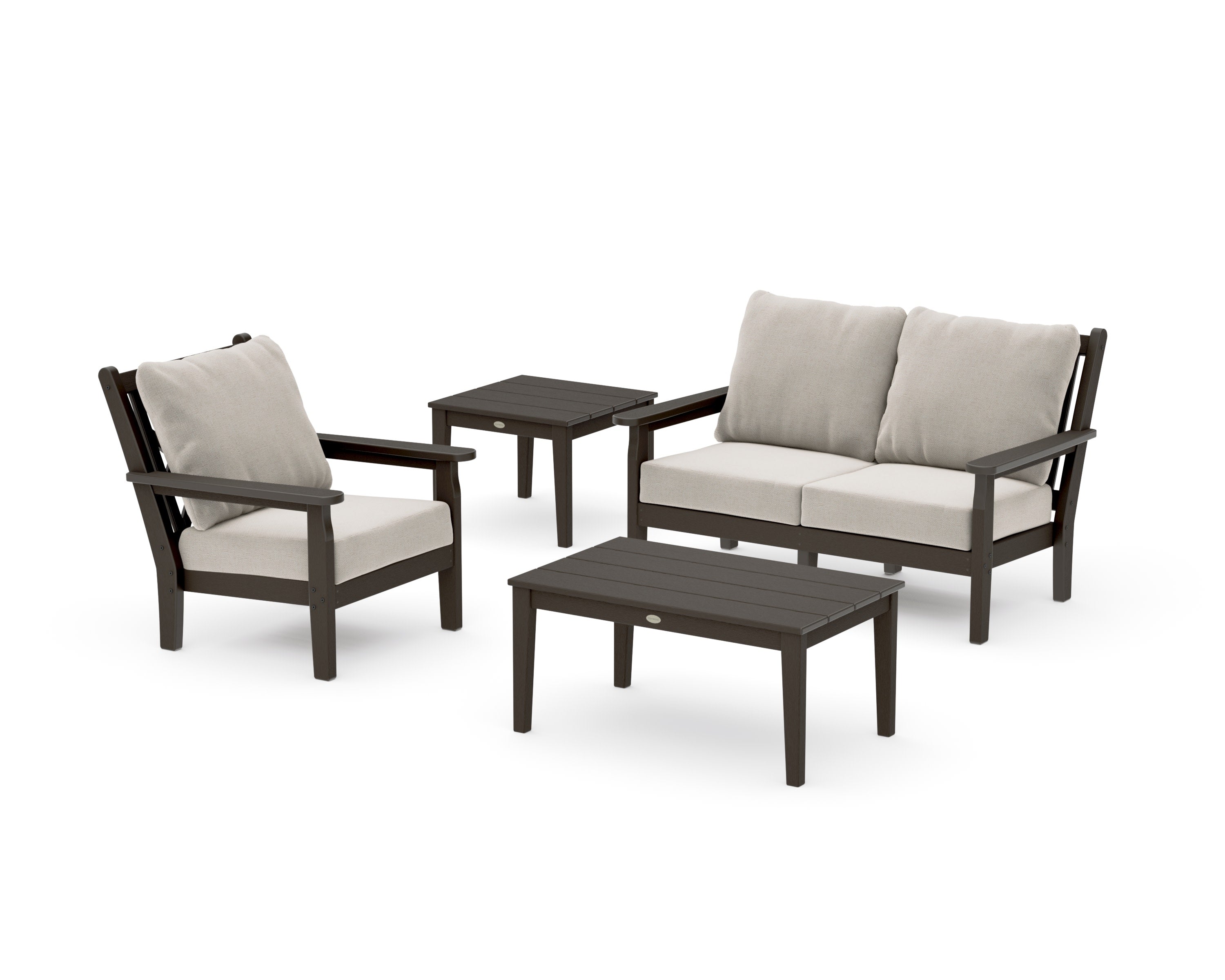 Chippendale 4-Piece Deep Seating Set in Vintage Coffee / Dune Burlap