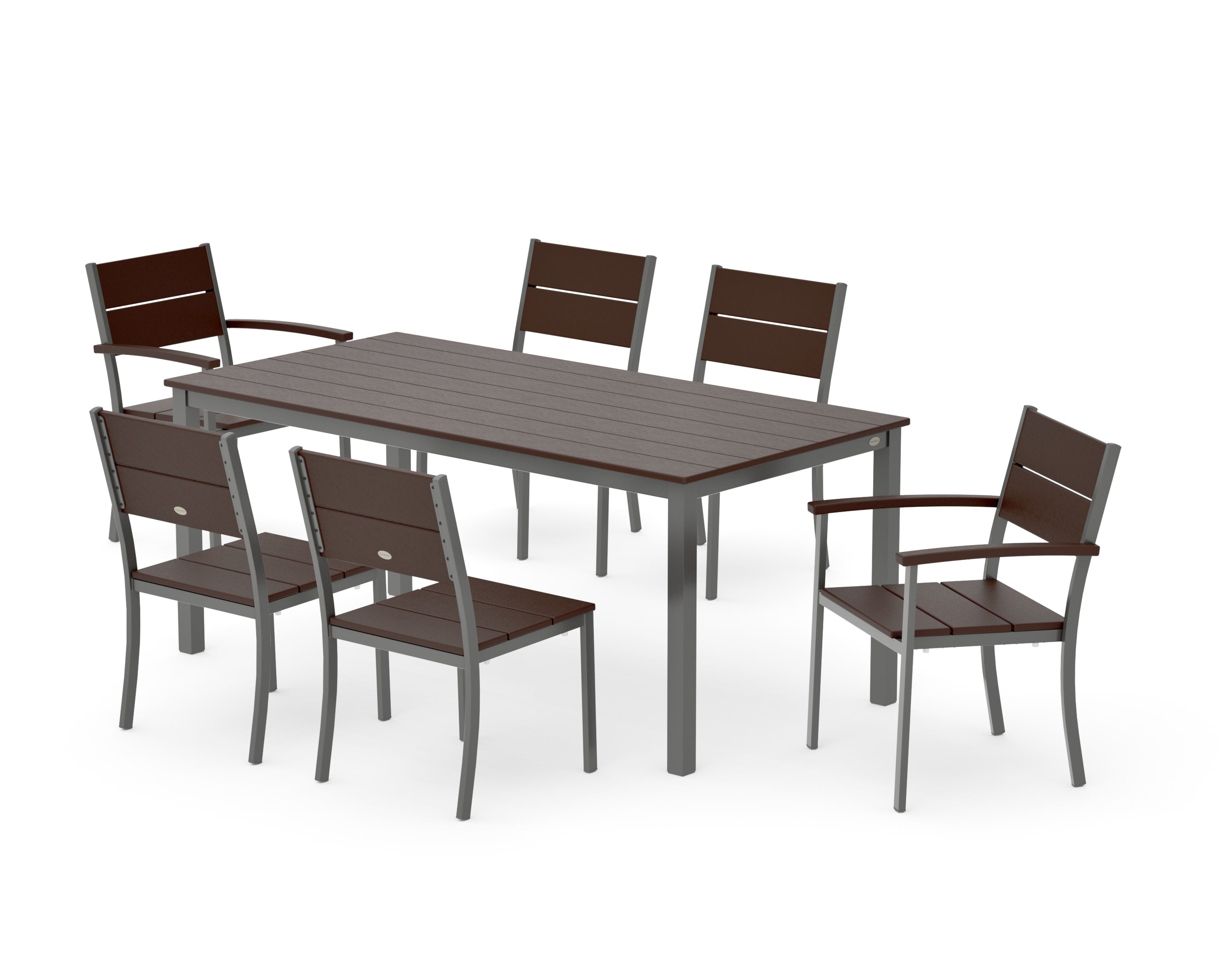 Main Street 7-Piece Dining Set in Charcoal / Mahogany