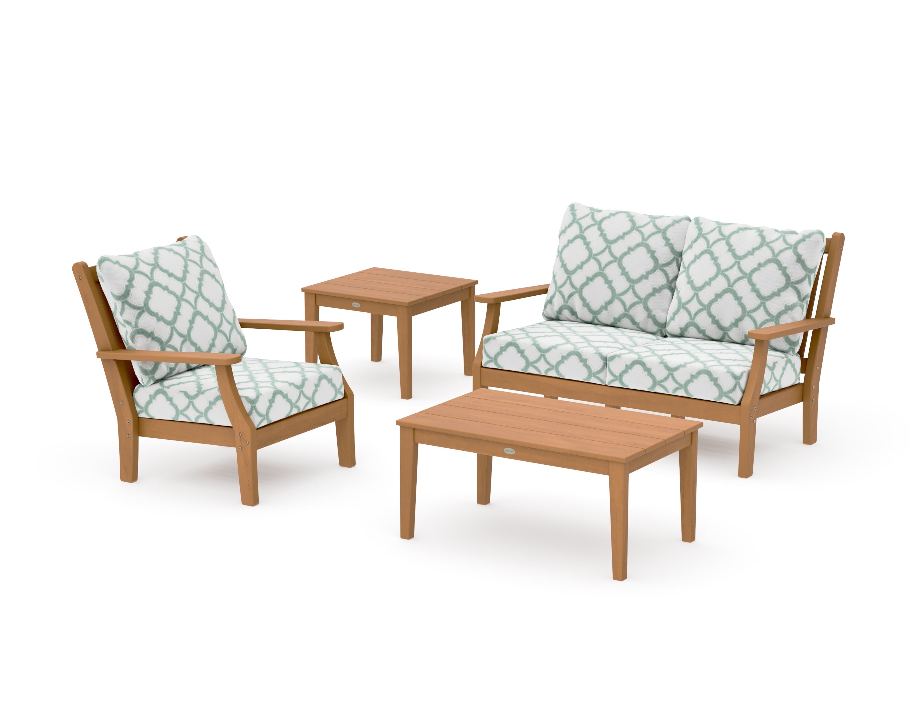 Wovendale 4-Piece Deep Seating Set in Natural / Trellis Glacier Spa