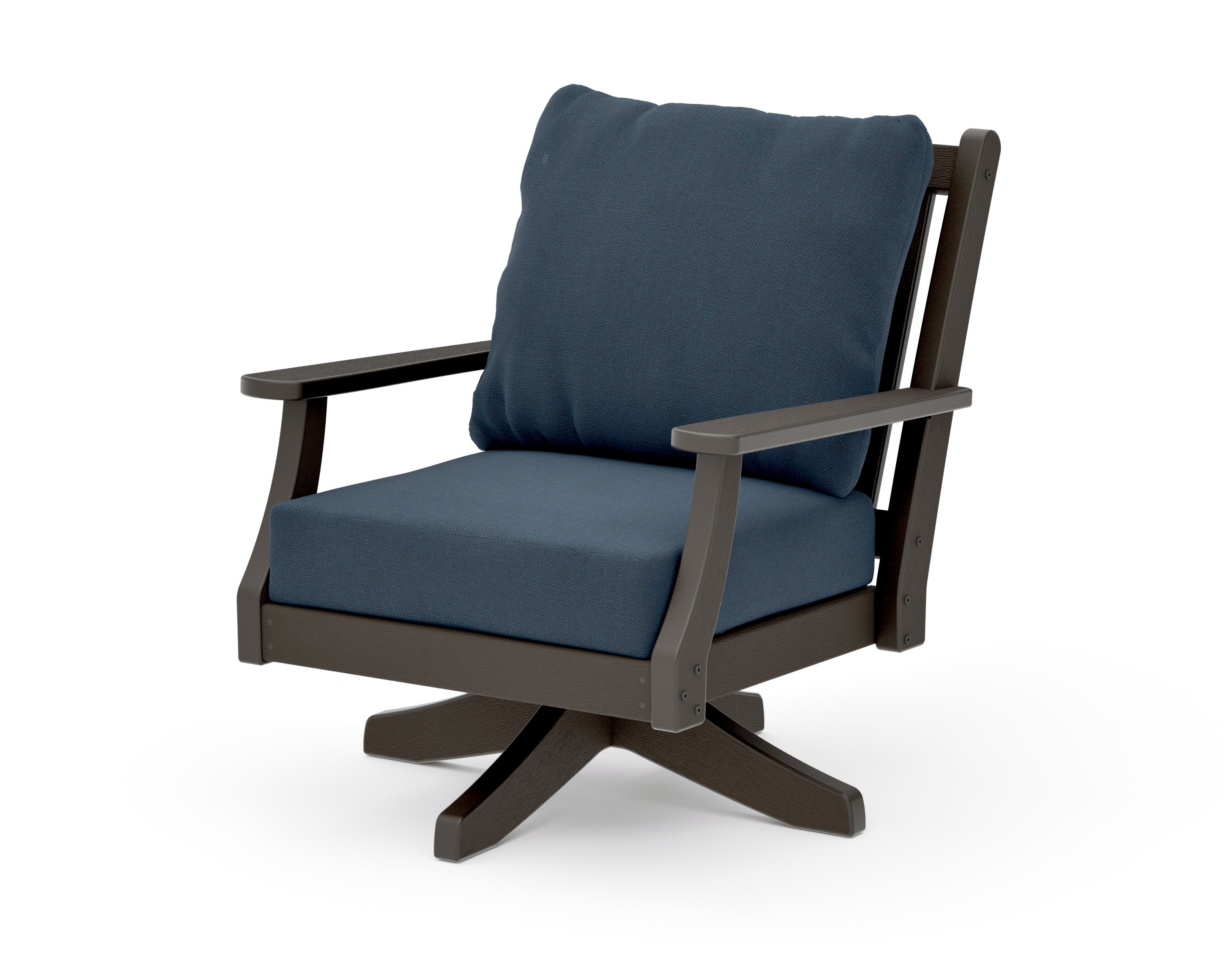 Wovendale Deep Seating Swivel Chair in Vintage Coffee / Marine Indigo