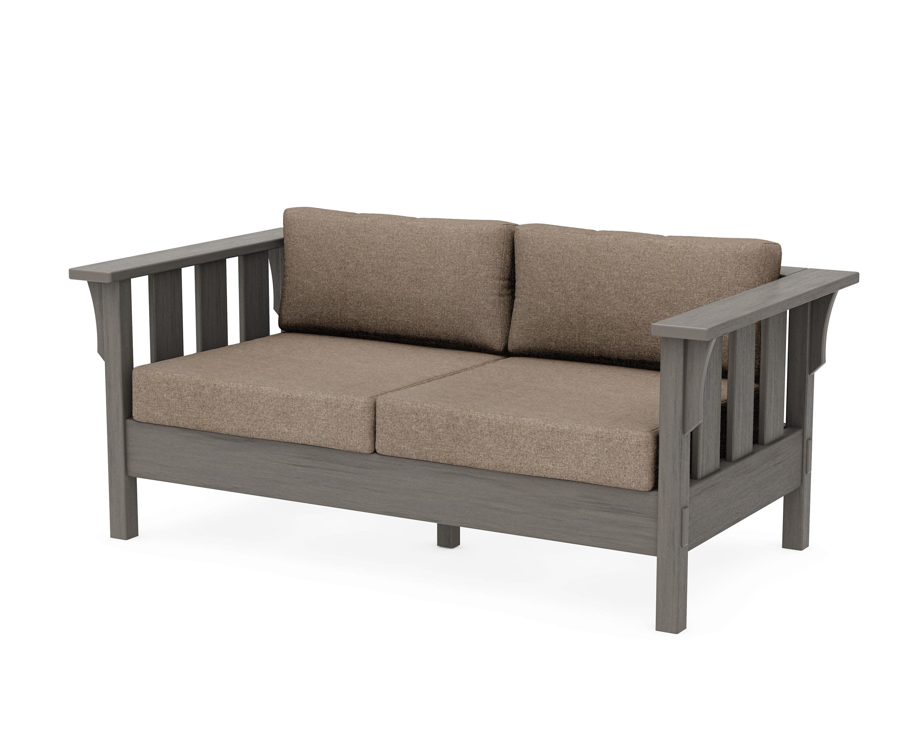Acadia Deep Seating Loveseat in Driftwood / Spiced Burlap