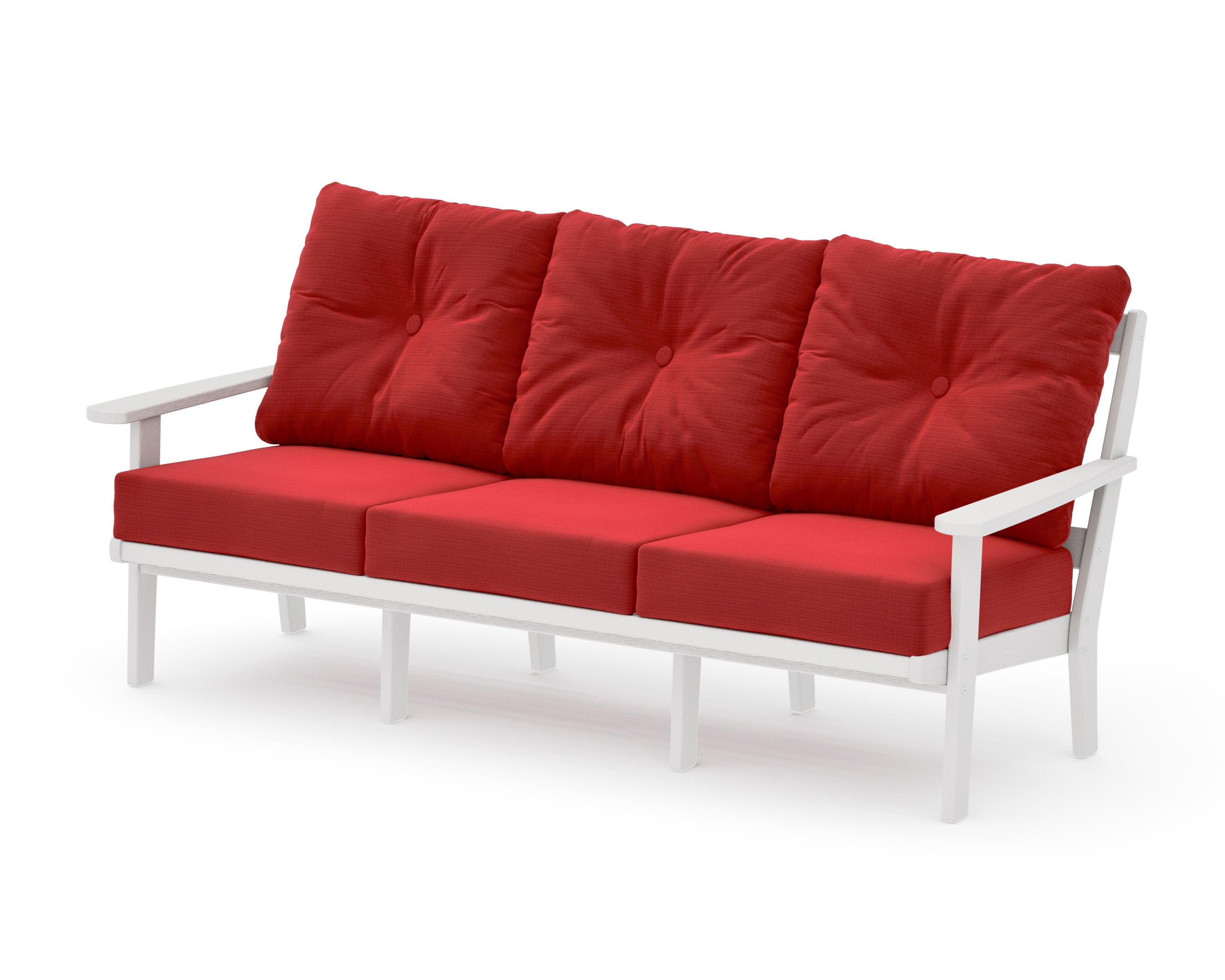 Mission Deep Seating Sofa in Vintage White / Crimson Linen