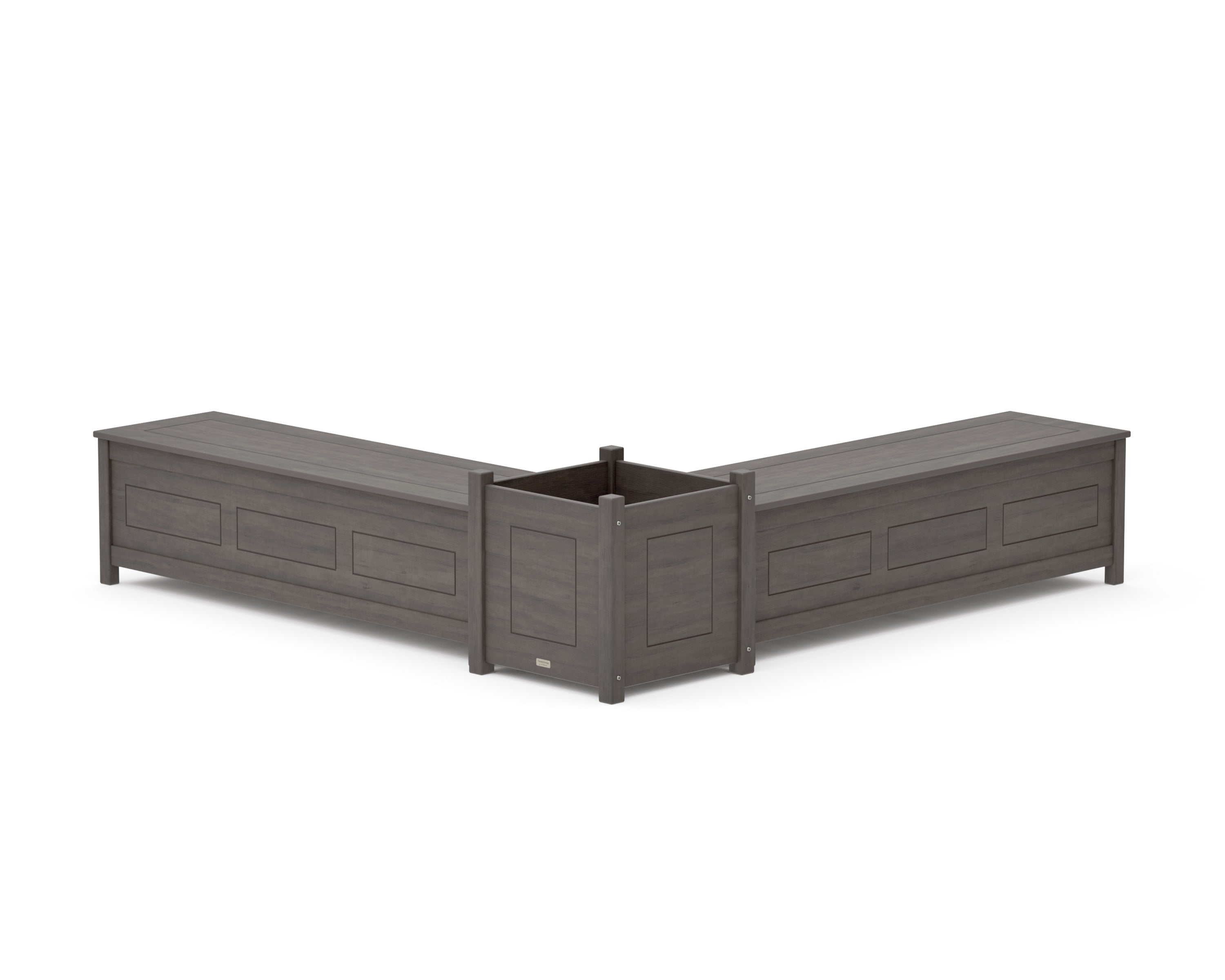 60" Country Living L- Shaped Planter Storage Bench Set- Large in Driftwood