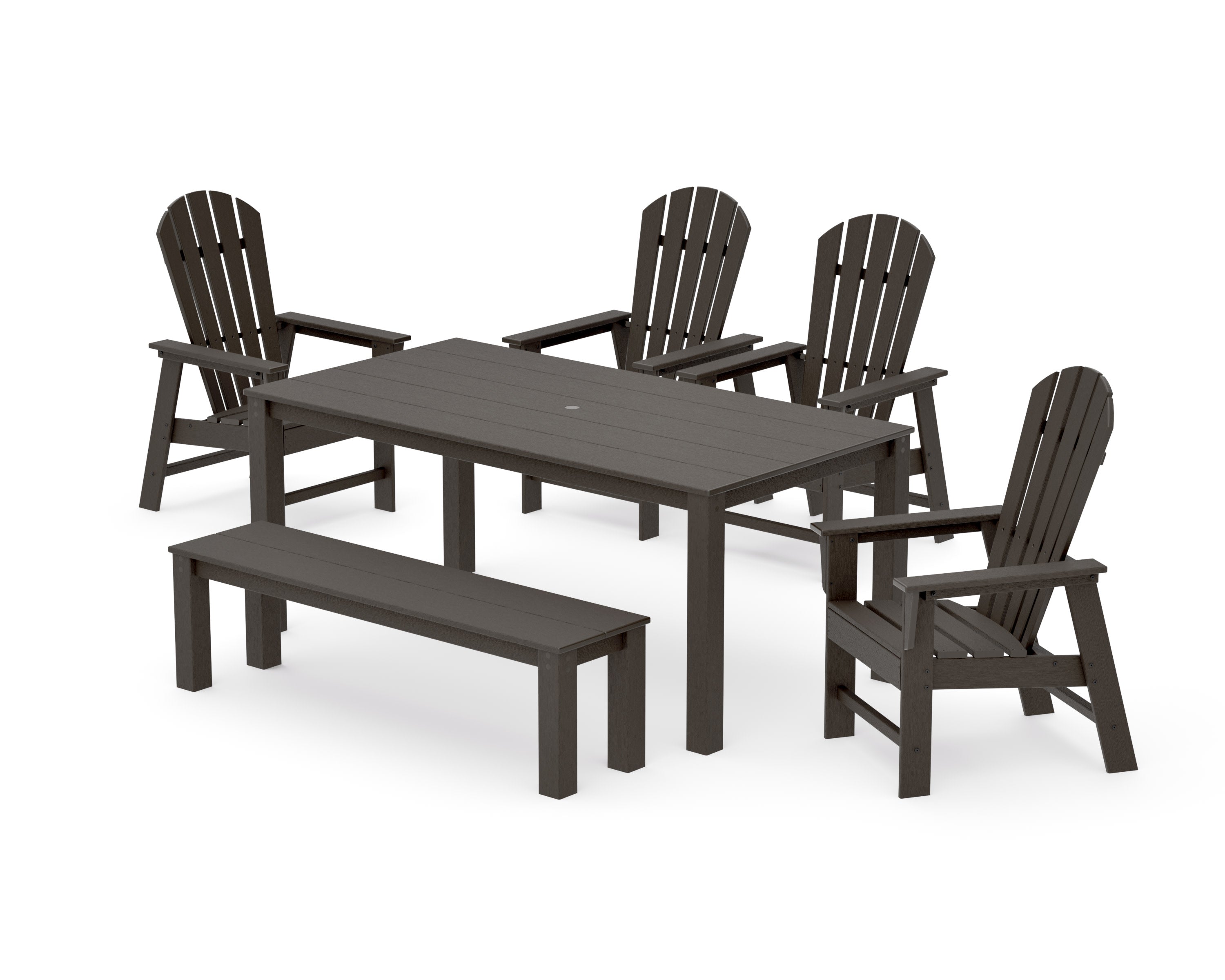 South Beach 6-Piece Parsons Dining Set with Bench in Vintage Coffee