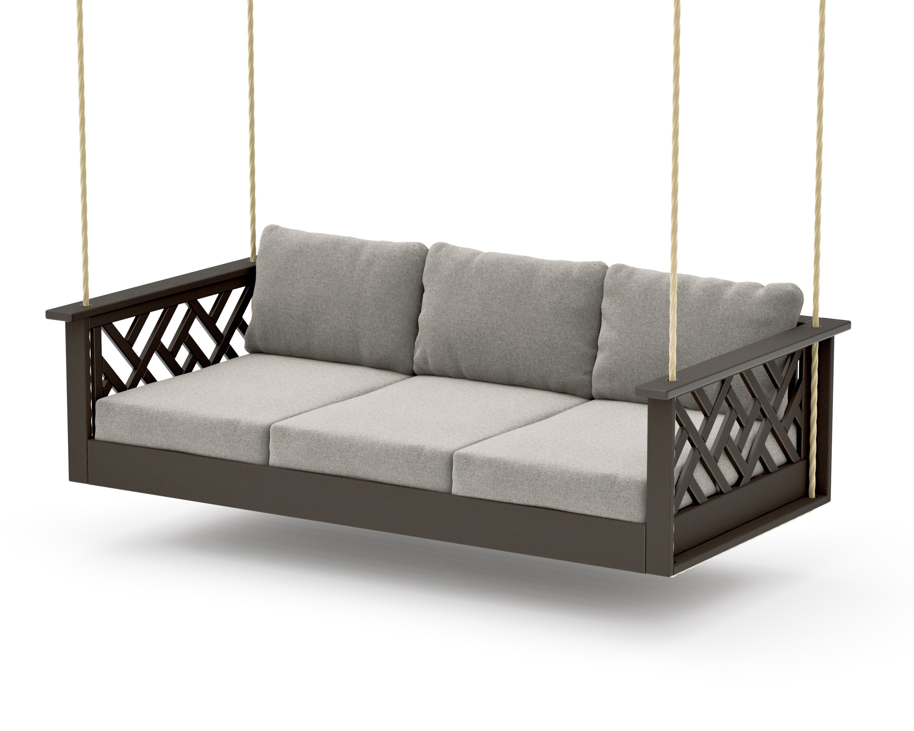 Chippendale Daybed Swing in Vintage Coffee / Weathered Tweed