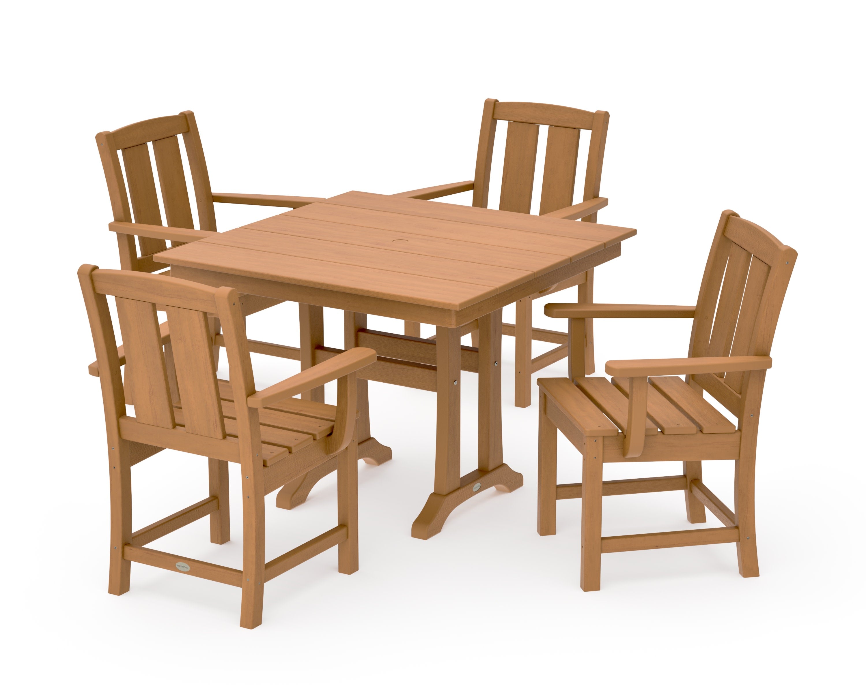 Mission 5-Piece Farmhouse Dining Set with Trestle Legs in Natural
