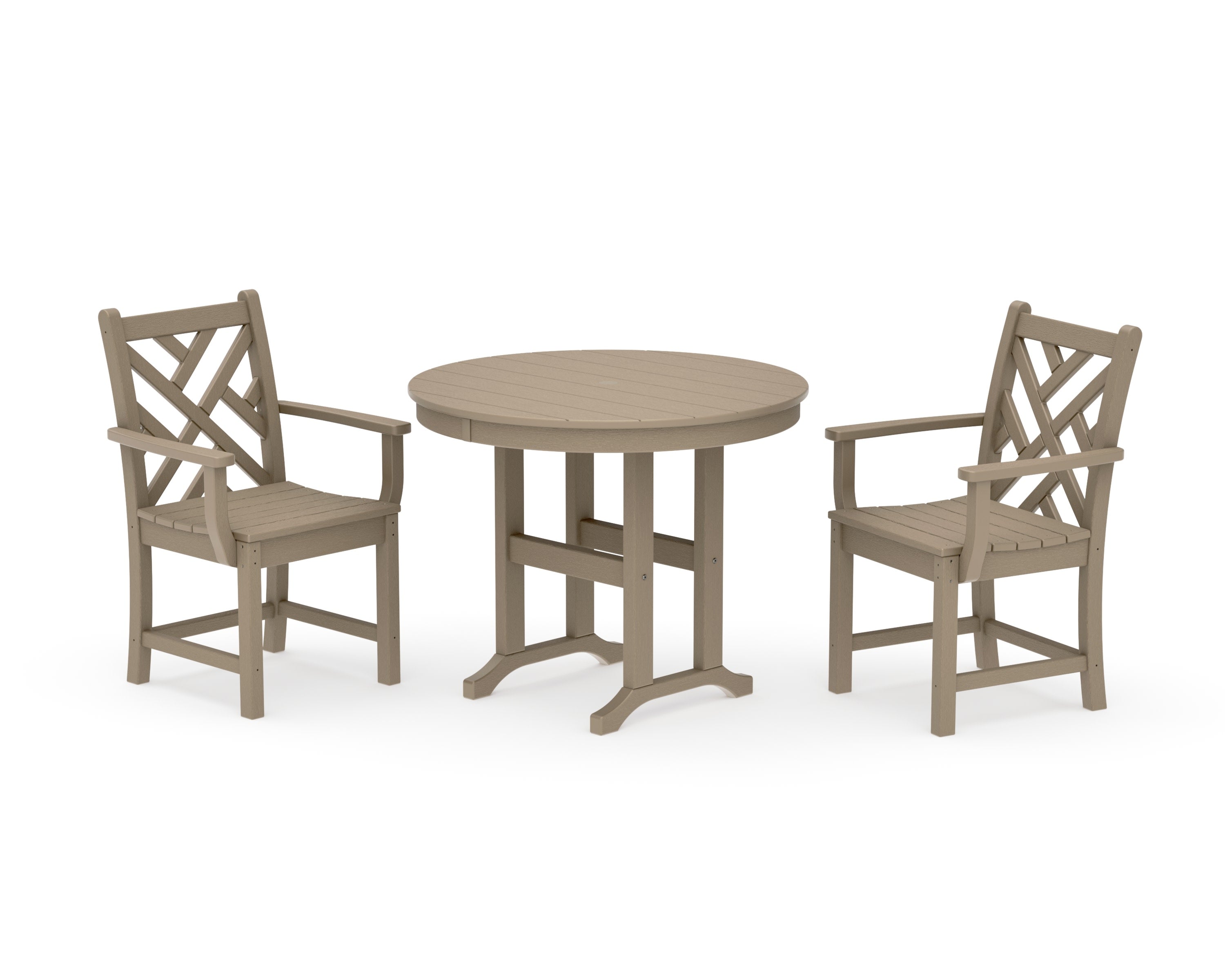 Chippendale 3-Piece Round Dining Set in Vintage Sahara