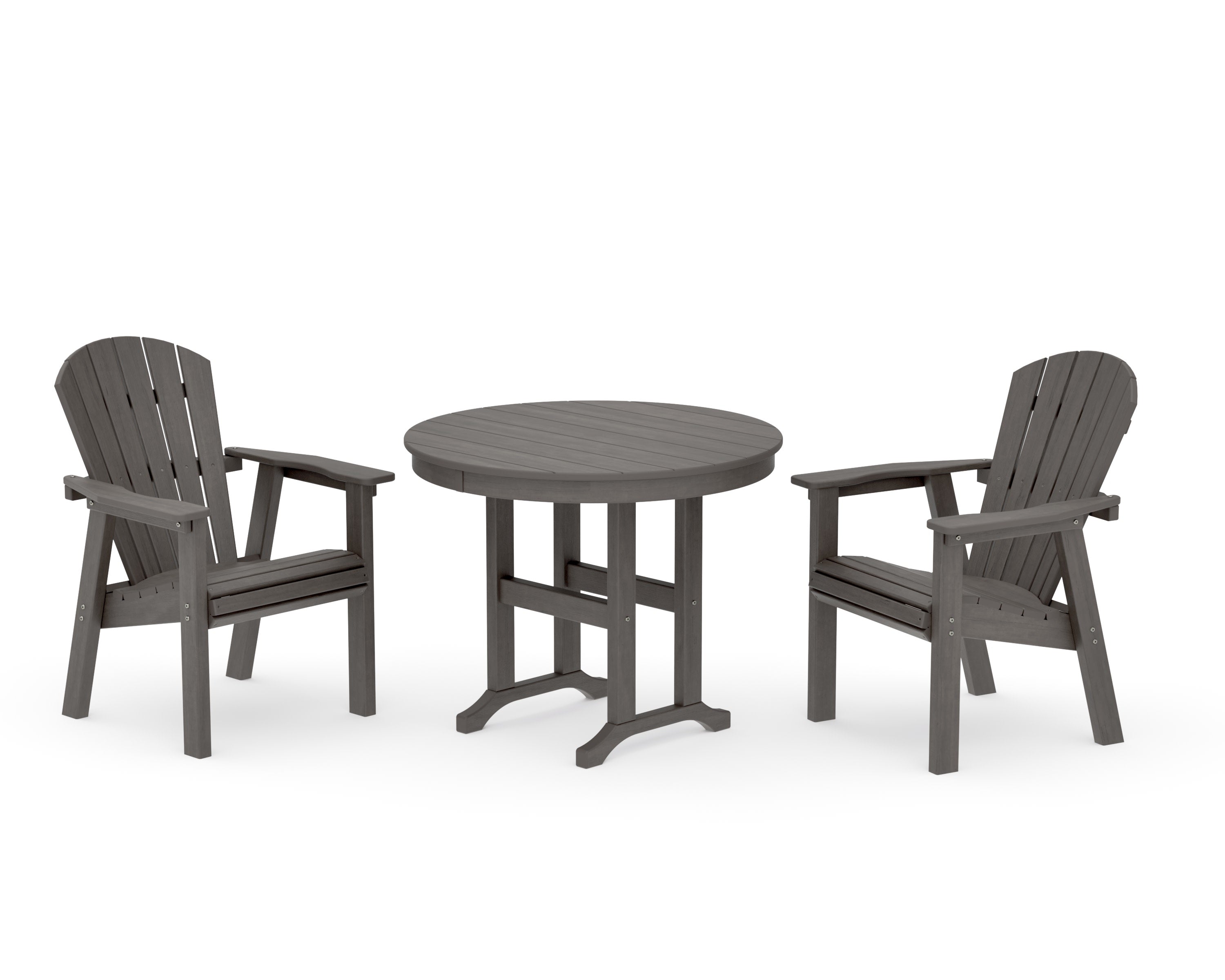 Seashell 3-Piece Round Farmhouse Dining Set in Driftwood