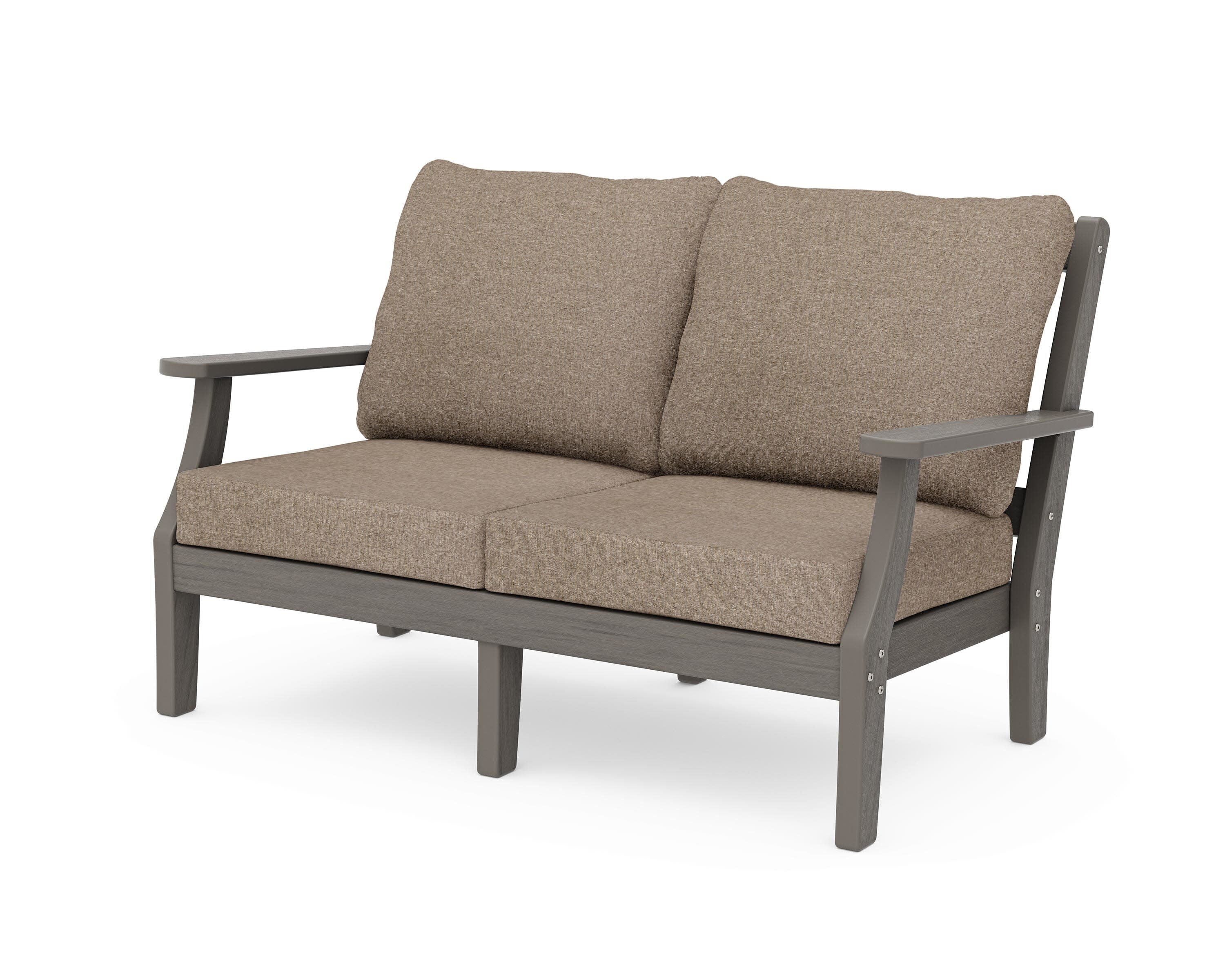 Chinoiserie Deep Seating Loveseat in Driftwood / Spiced Burlap