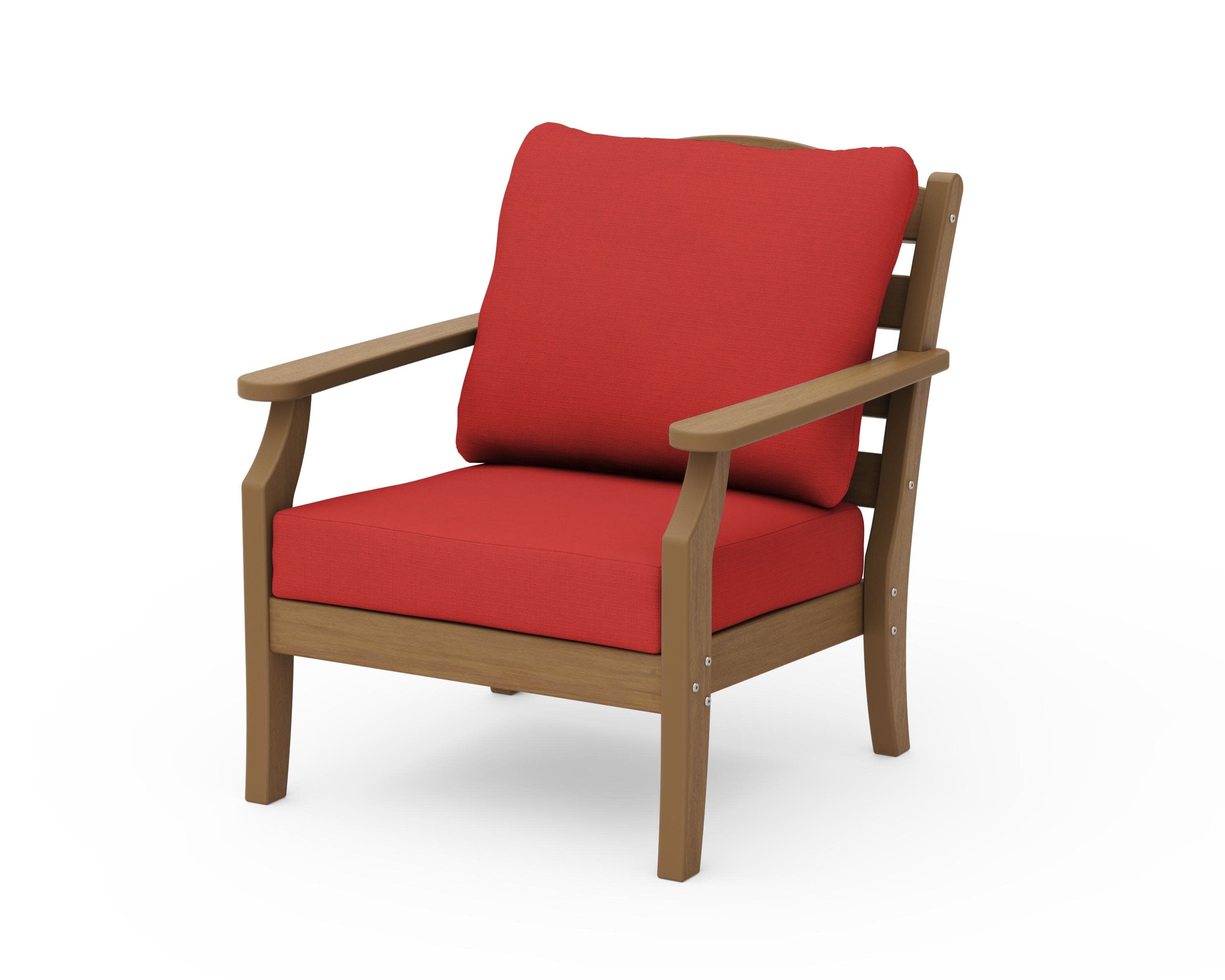Savannah Deep Seating Chair in Natural / Crimson Linen
