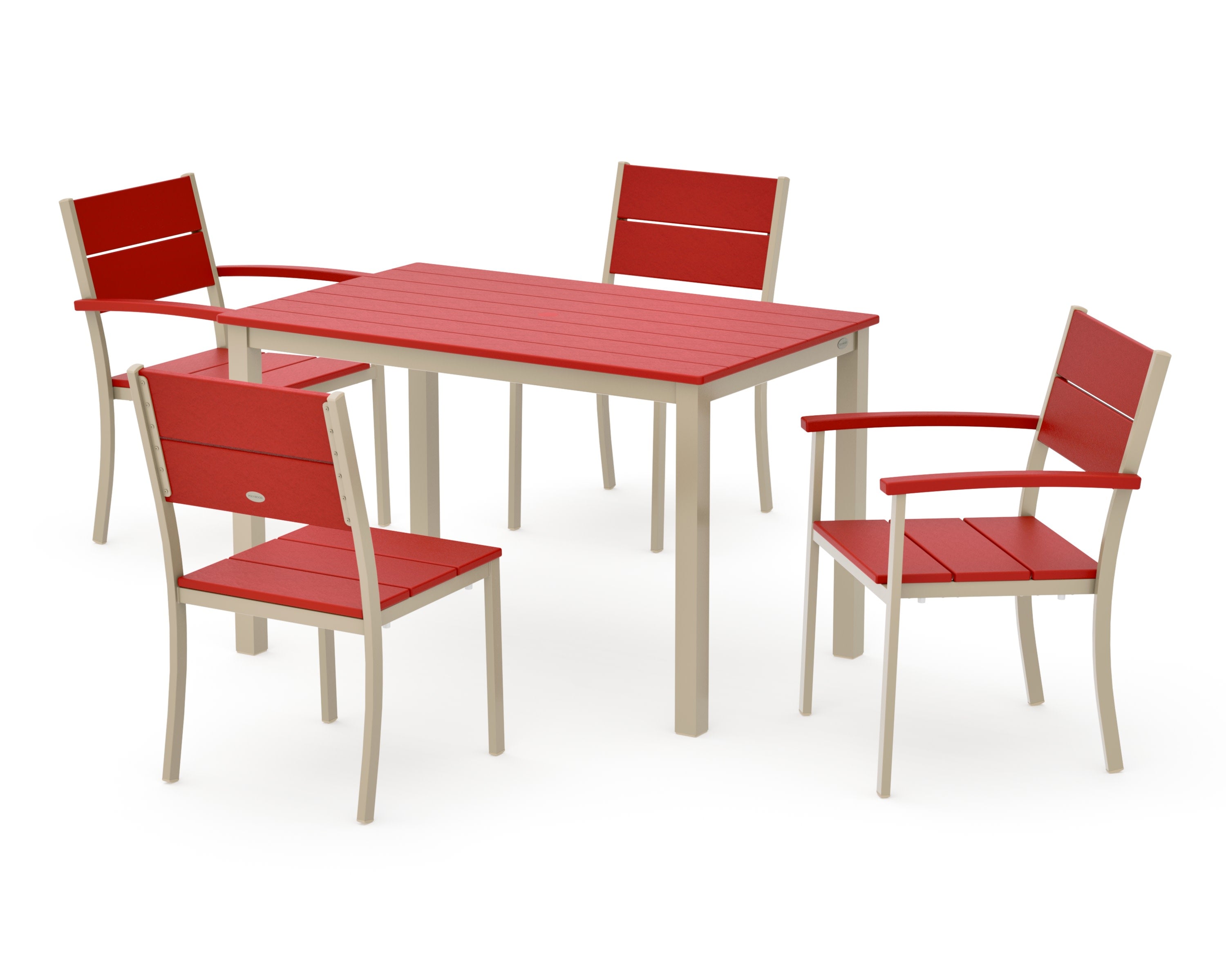 Main Street 5-Piece Dining Set in Sand / Sunset Red